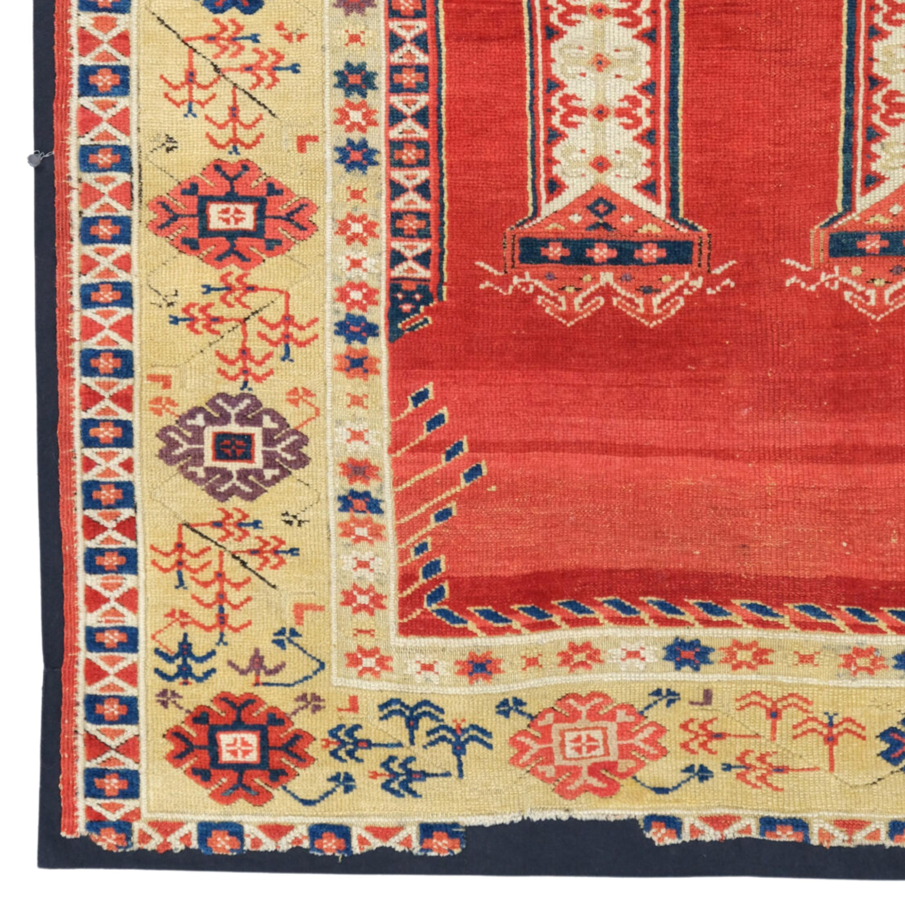 Antique Konya Prayer Rug | Anatolian Rugs
18th Century Central Anatolian Konya Prayer Rug
Size : 115×133 cm (45,2x52,3 In)

More recently rugs from the region have used design motifs widely distributed throughout the country. Notable is a type of