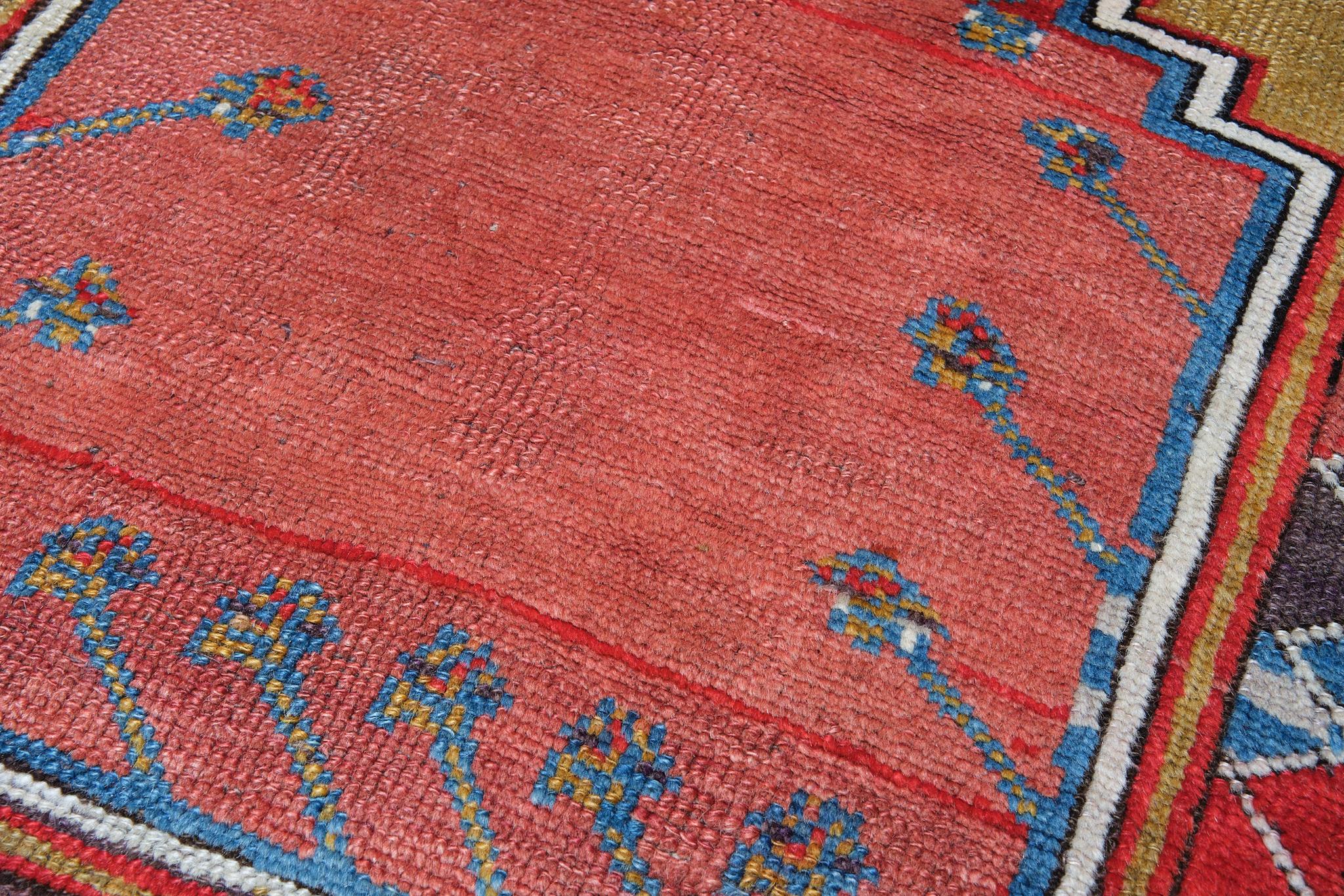 Hand-Woven Antique Konya Prayer Rug Central Anatolian Turkish Carpet For Sale