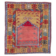 Antique Konya Prayer Rug Central Anatolian Turkish Carpet