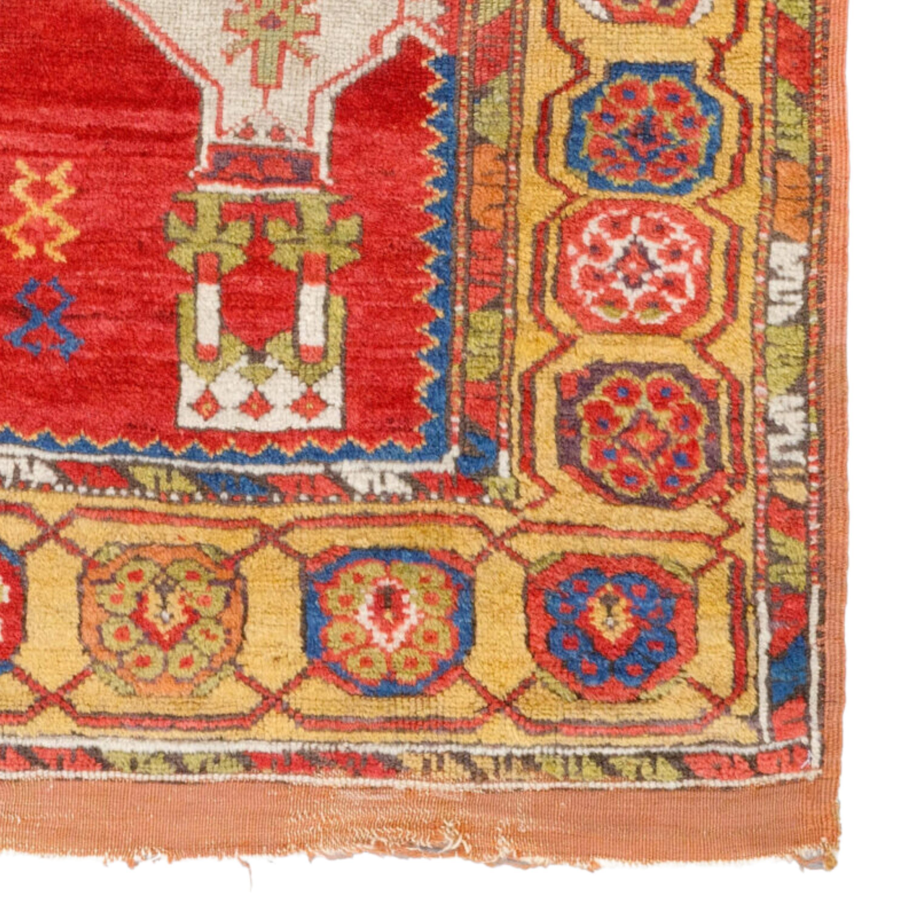 Wool Antique Konya Prayer Rug - Early 19th Century Central Anatolian Konya Prayer Rug For Sale