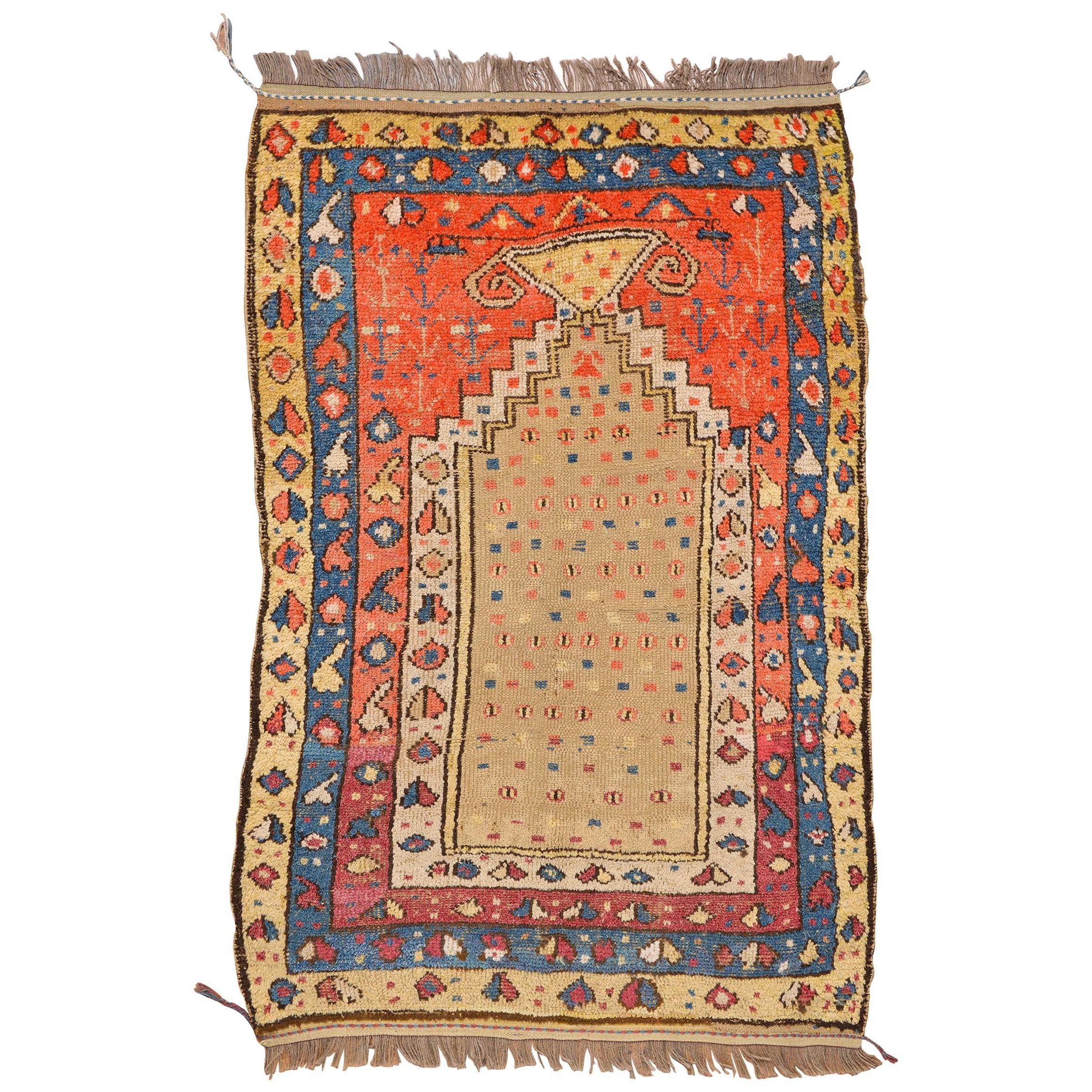  Konya Prayer Rare Antique Rug from 19th Century For Sale