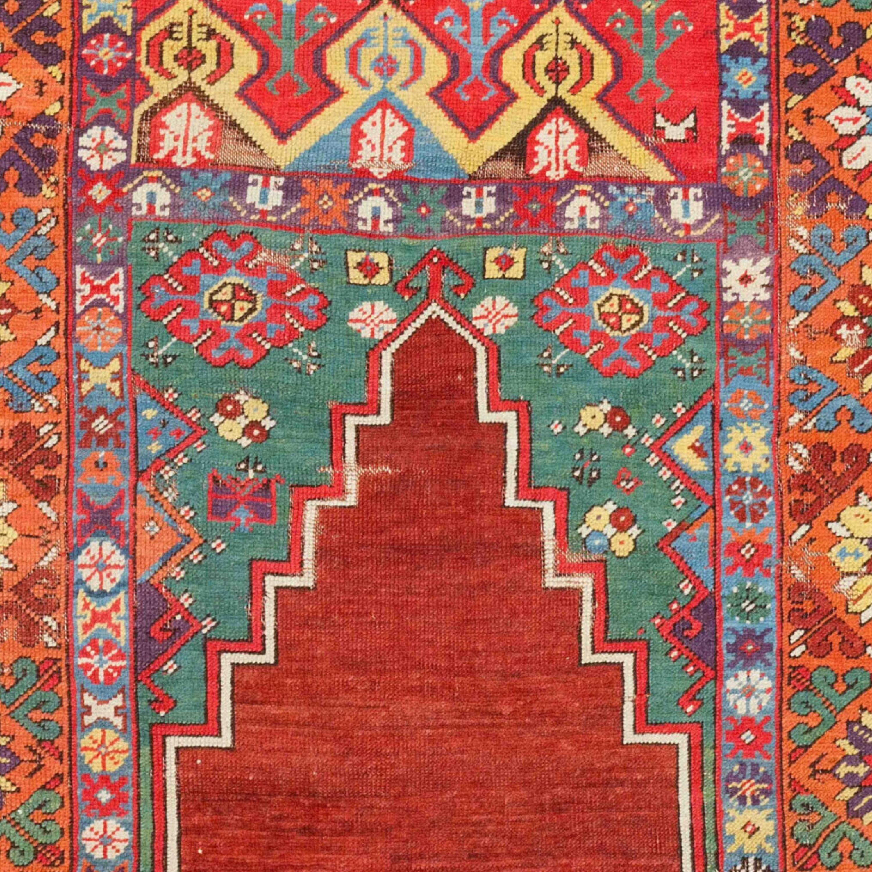 Turc Tapis antique Konya du 19ème siècle, tapis d'Anatolie Ladik, tapis d'Anatolie antique en vente