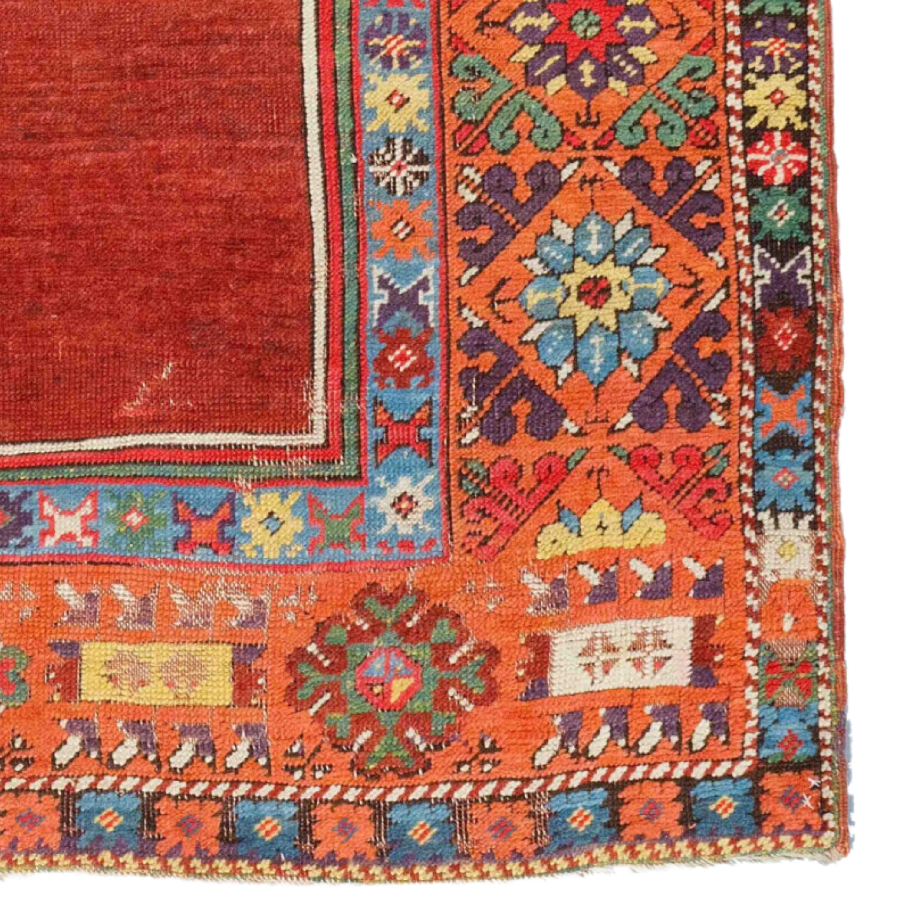 Wool Antique Konya Rug- 19th Century Anatolian Konya Ladik Rug, Antique Anatolian Rug For Sale