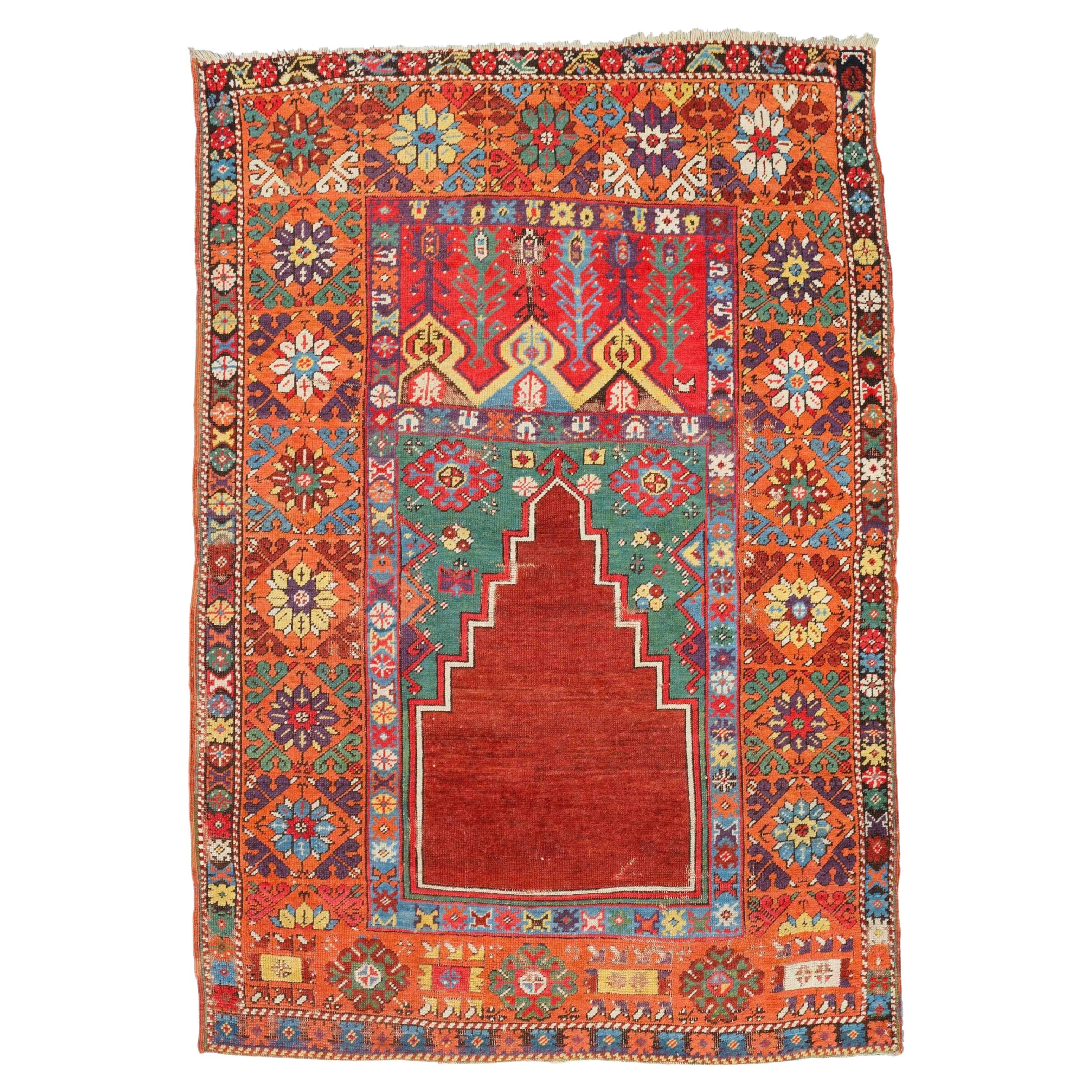 Tapis antique Konya du 19ème siècle, tapis d'Anatolie Ladik, tapis d'Anatolie antique en vente