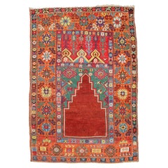 Tapis antique Konya du 19ème siècle, tapis d'Anatolie Ladik, tapis d'Anatolie antique