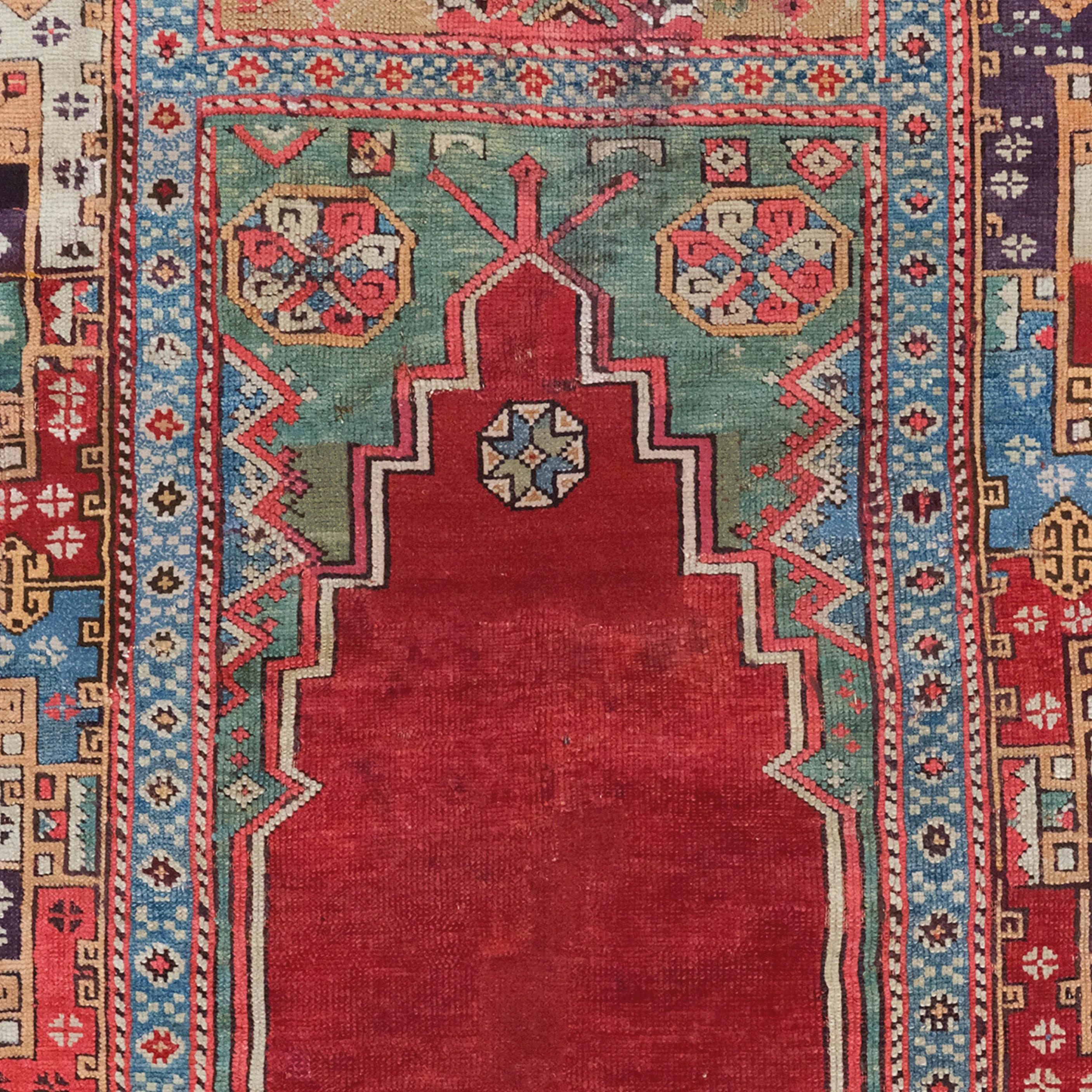 Turkish Antique Konya Rug - 19th Century Anatolian Konya Prayer Rug For Sale
