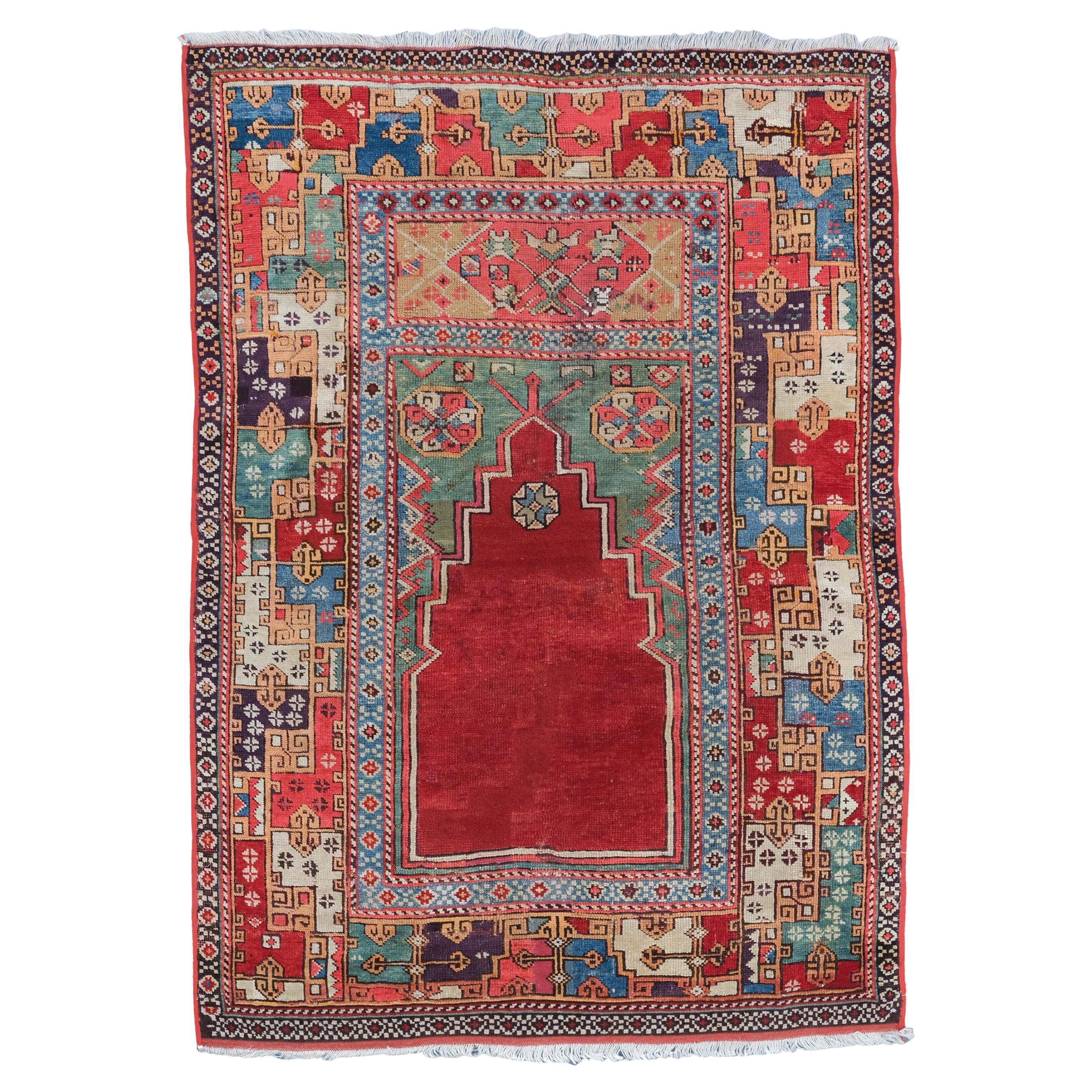 Antique Konya Rug - 19th Century Anatolian Konya Prayer Rug