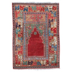 Antiker Konya-Teppich - Anatolischer Konya-Gebetteppich aus dem 19. Jahrhundert