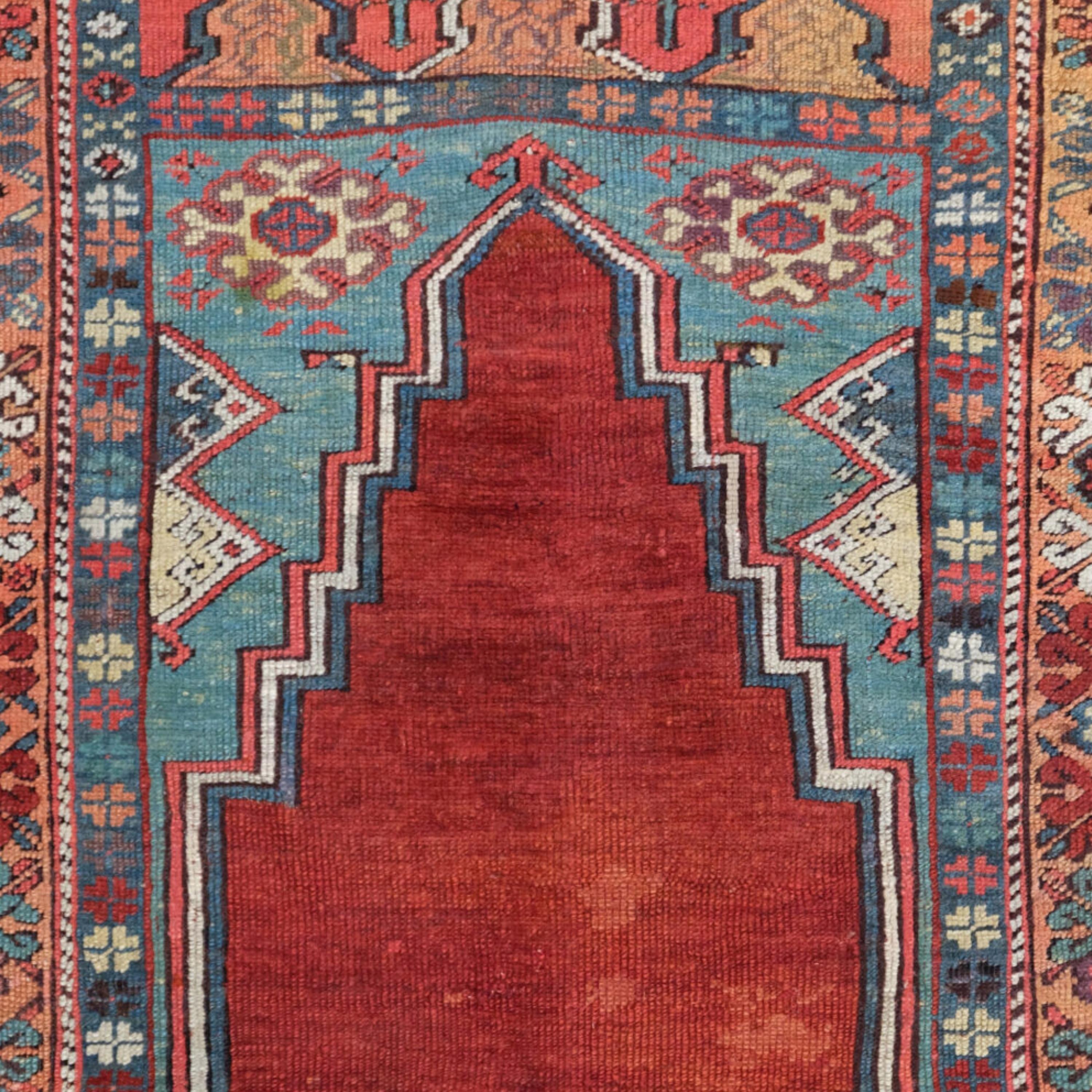 Turkish Antique Konya Rug - Middle of the 19th Century Central Konya Prayer Rug For Sale