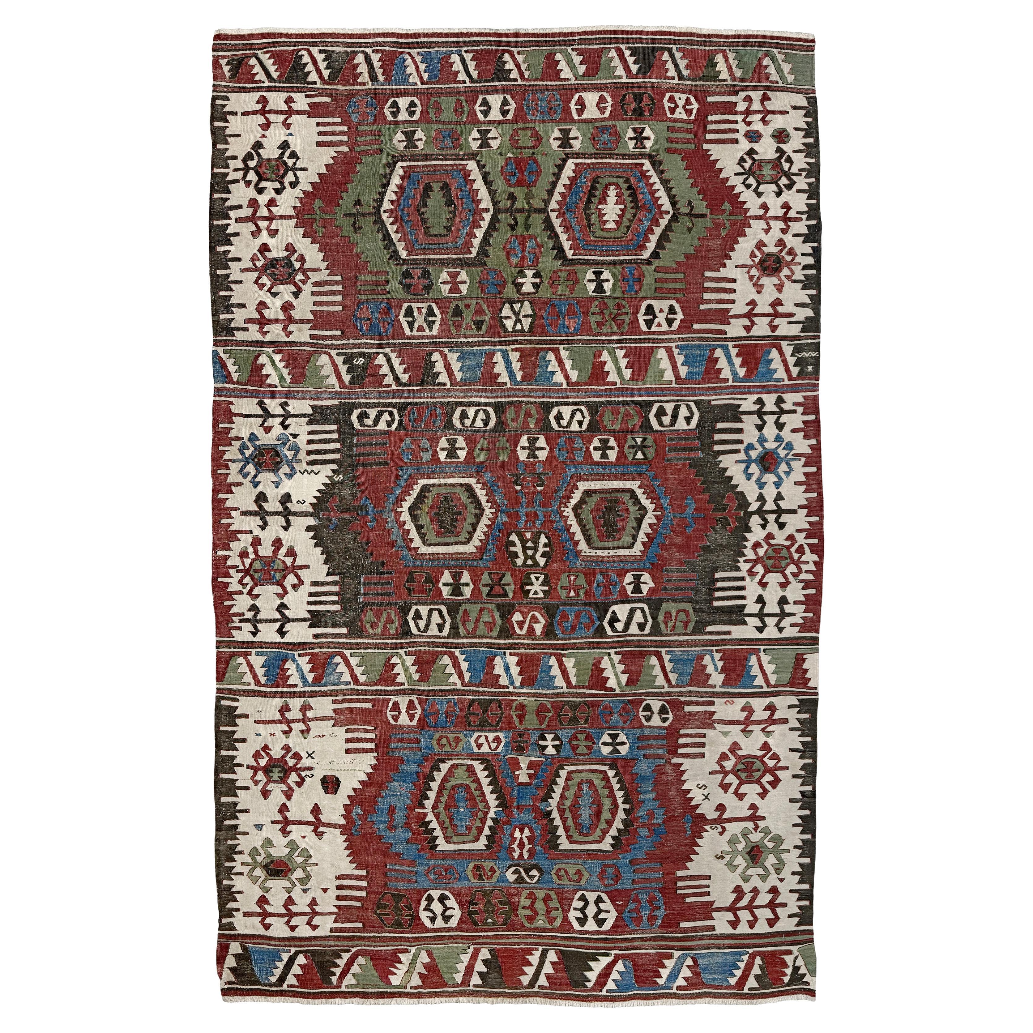 Antique Konya Turkish Kilim • Tribal Anatolian Flatweave Rug (6×9) • 1930s