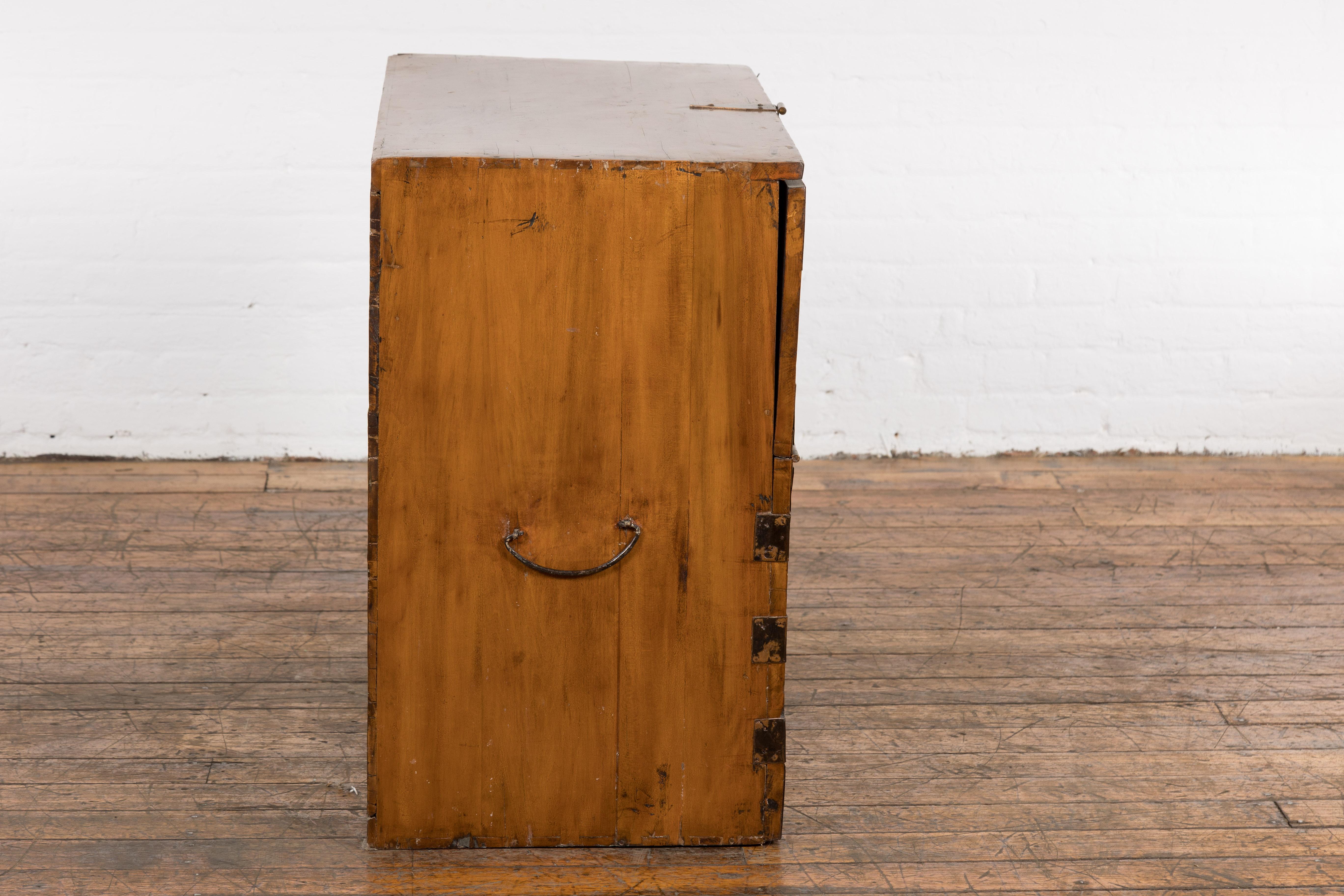 19th Century Antique Trunk Chest with Front Opening For Sale 8