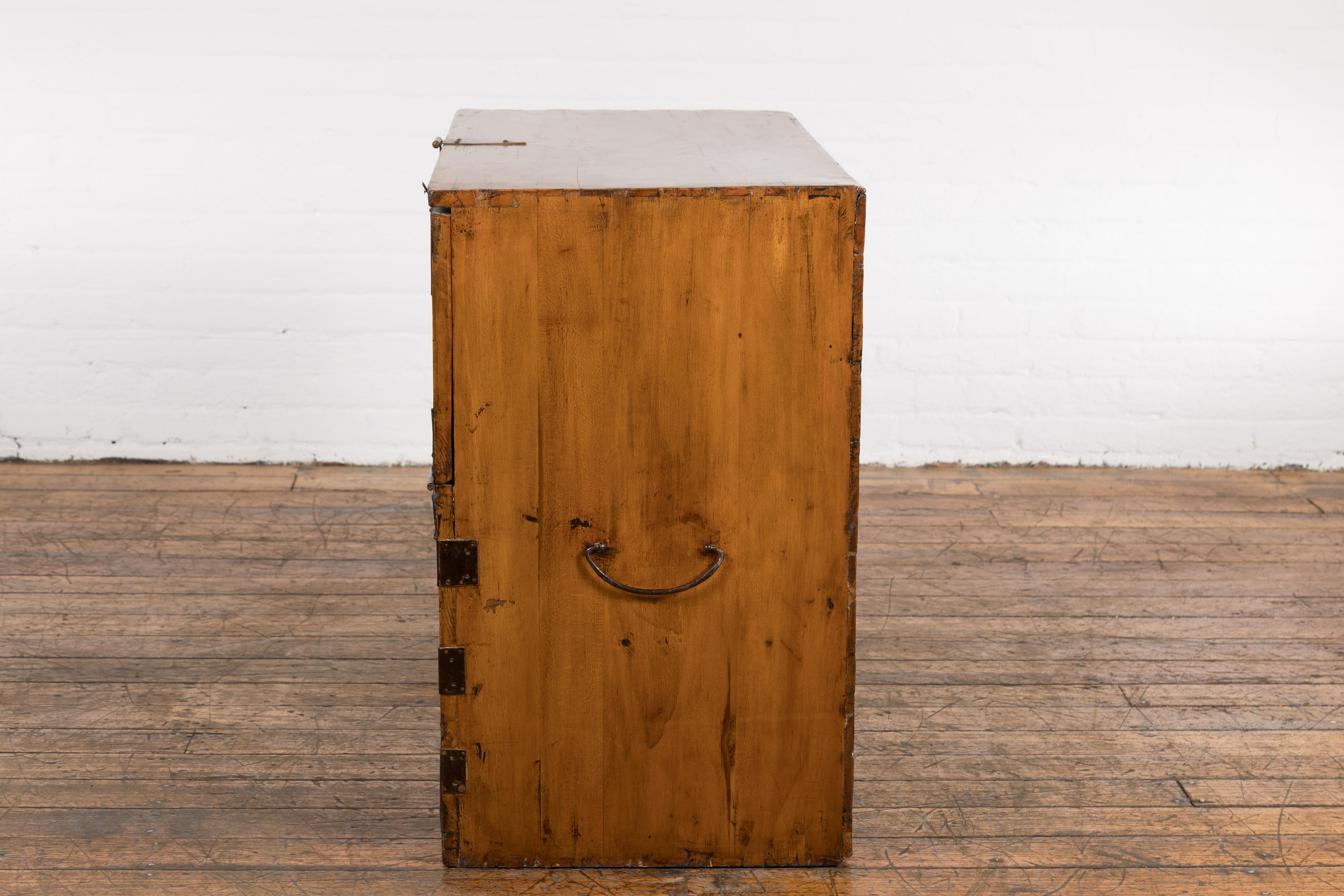 19th Century Antique Trunk Chest with Front Opening For Sale 12