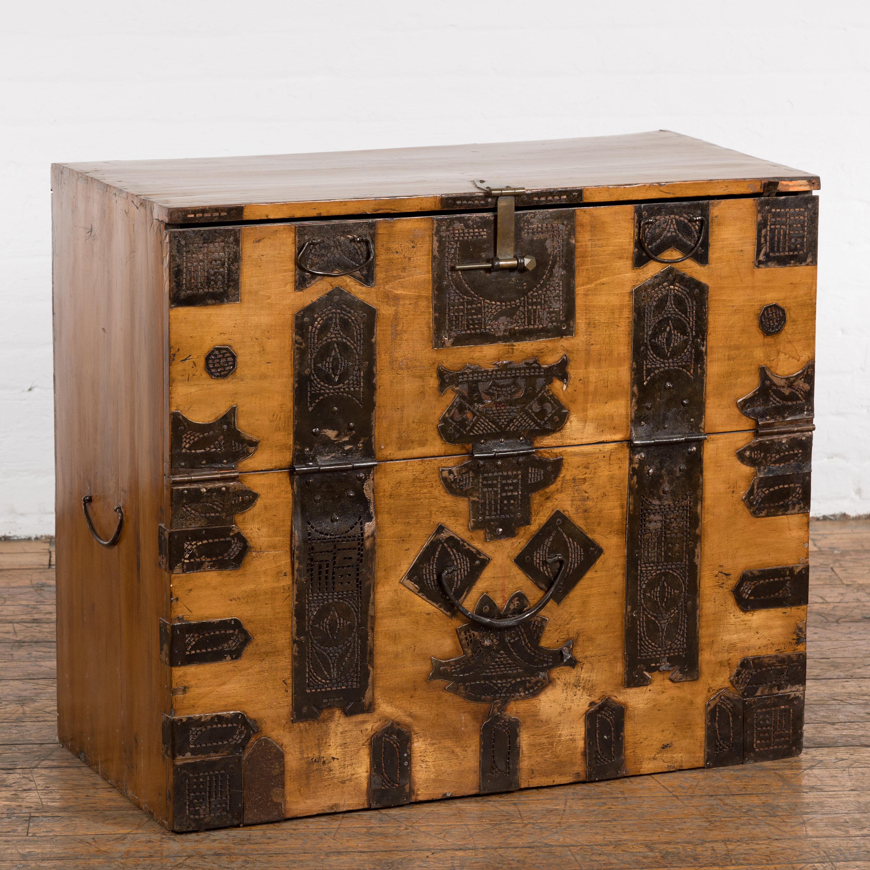 Korean 19th Century Antique Trunk Chest with Front Opening For Sale
