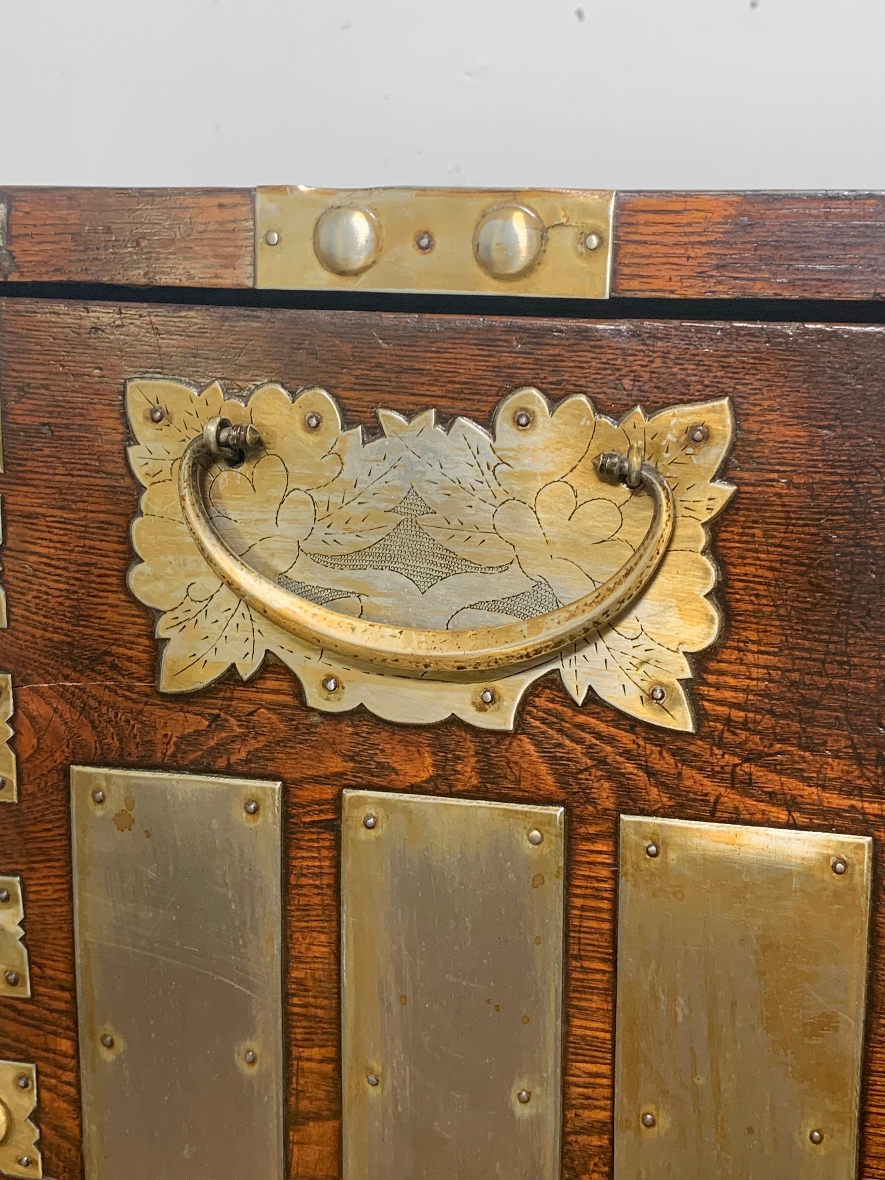 Antique Korean Bandaji Blanket Chest with Elaborate Strapwork, circa Late 1800s 1