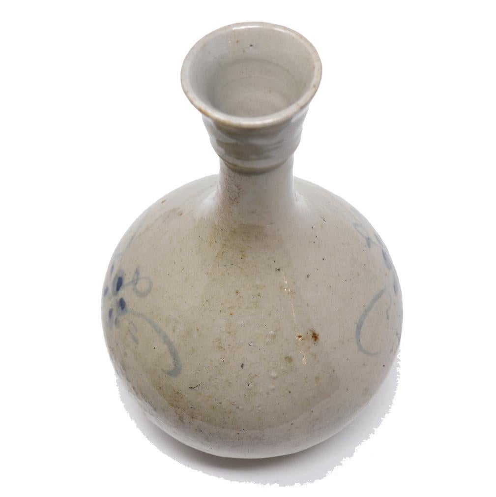 Other Antique Korean Blue & White Bottle Vase For Sale