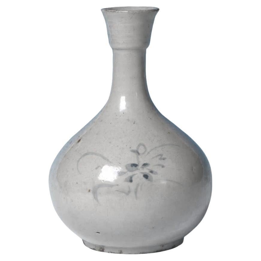 Antique Korean Blue & White Bottle Vase