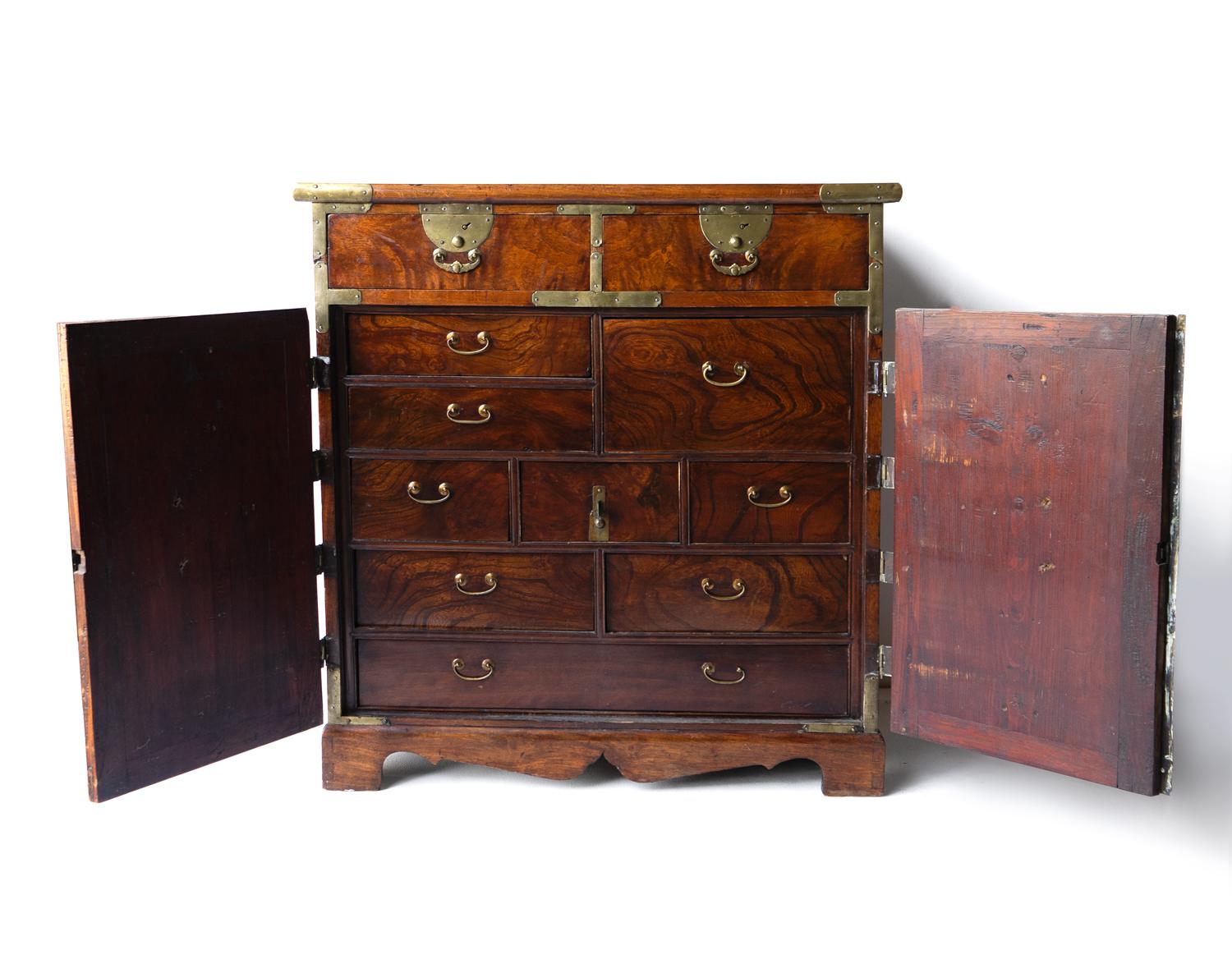 Antique Korean Burr Elm Treasure Cabinet (Kap Kae Suri) Chest Of Drawers, 19th C 3