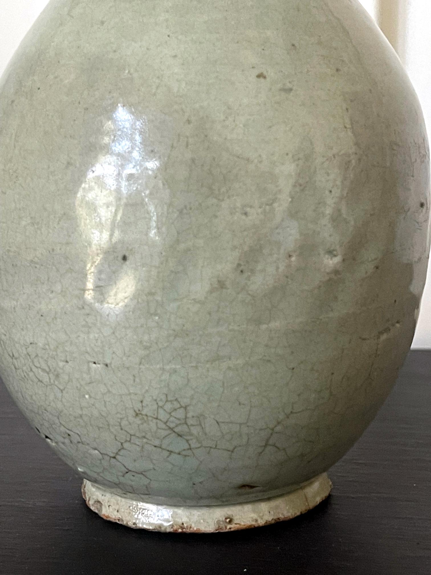 Antique Korean Celadon Bottle Vase Joseon Dynasty For Sale 2