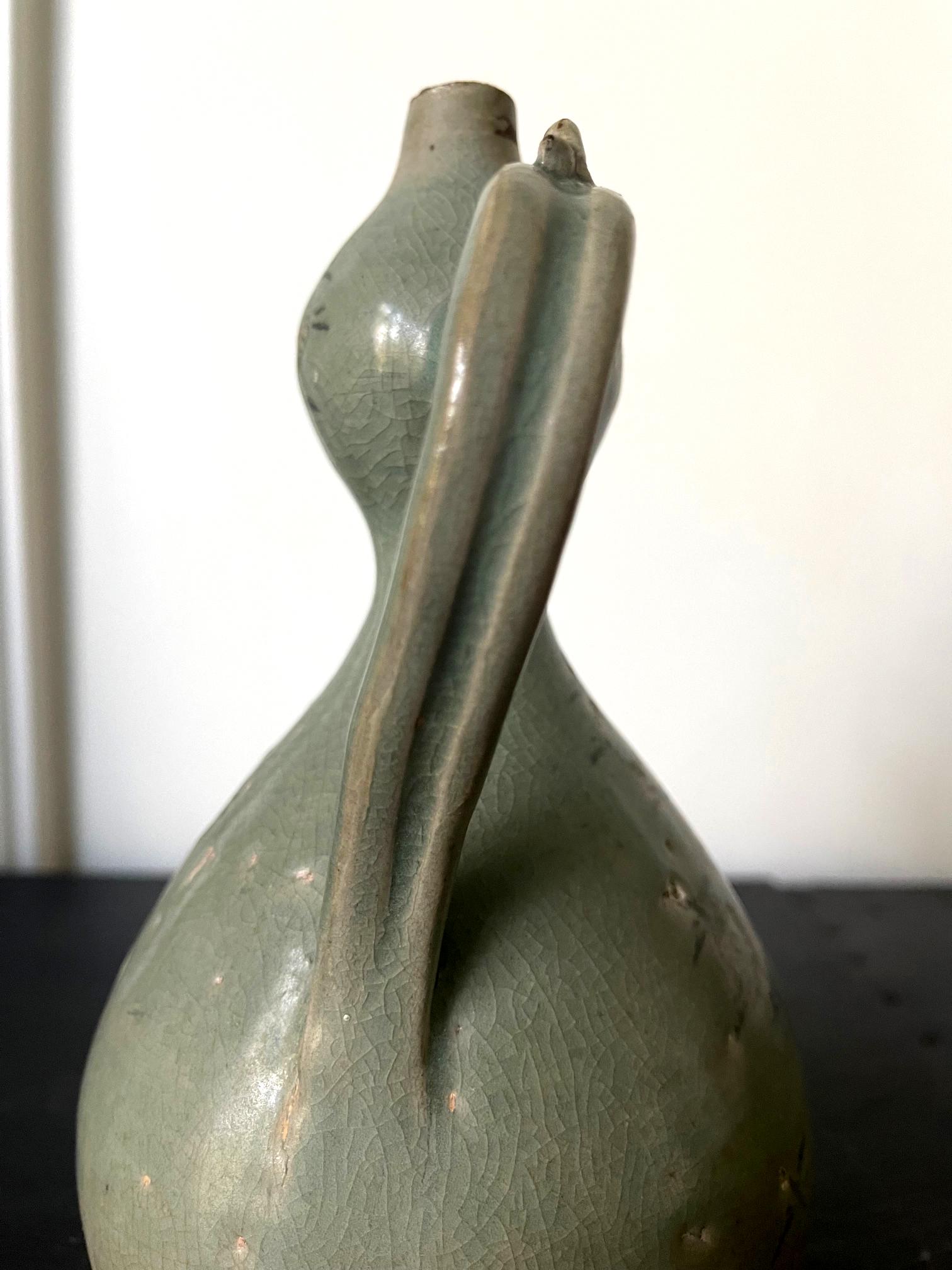 Antique Korean Celadon Ceramic Ewer with Slip Inlay Goryeo Dynasty 7