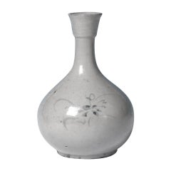 Antique Korean Ceramic Bottle Vase, Yi Dynasty