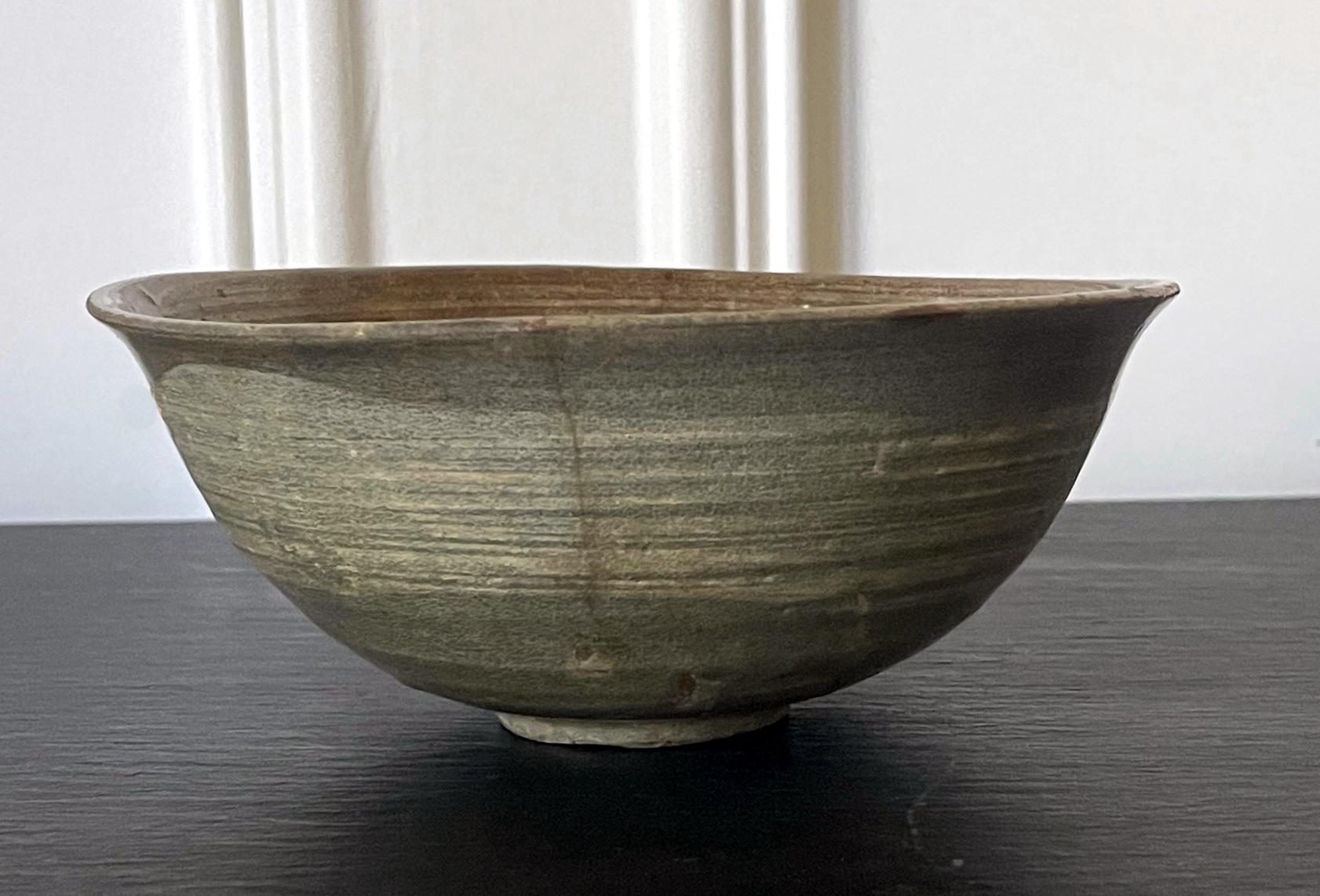 18th Century and Earlier Antique Korean Ceramic Buncheong Bowl Joseon Dynasty For Sale