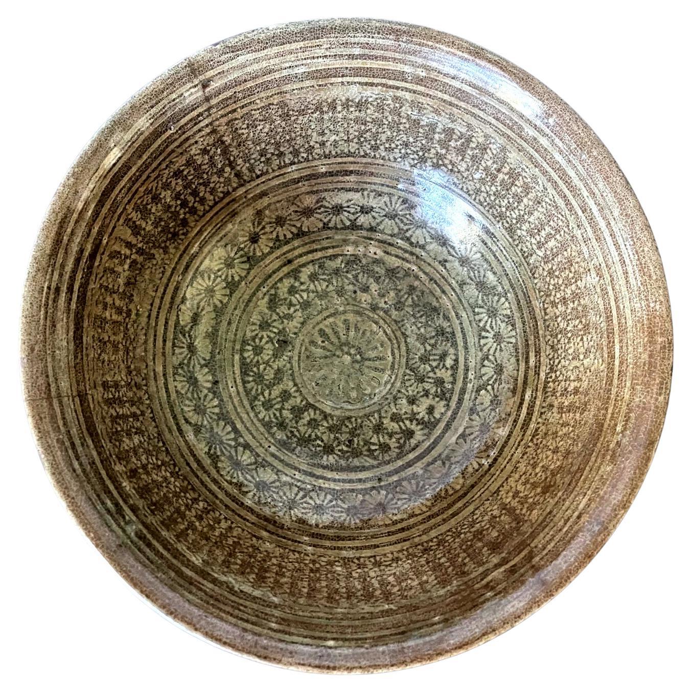 Antique Korean Ceramic Buncheong Bowl Joseon Dynasty For Sale