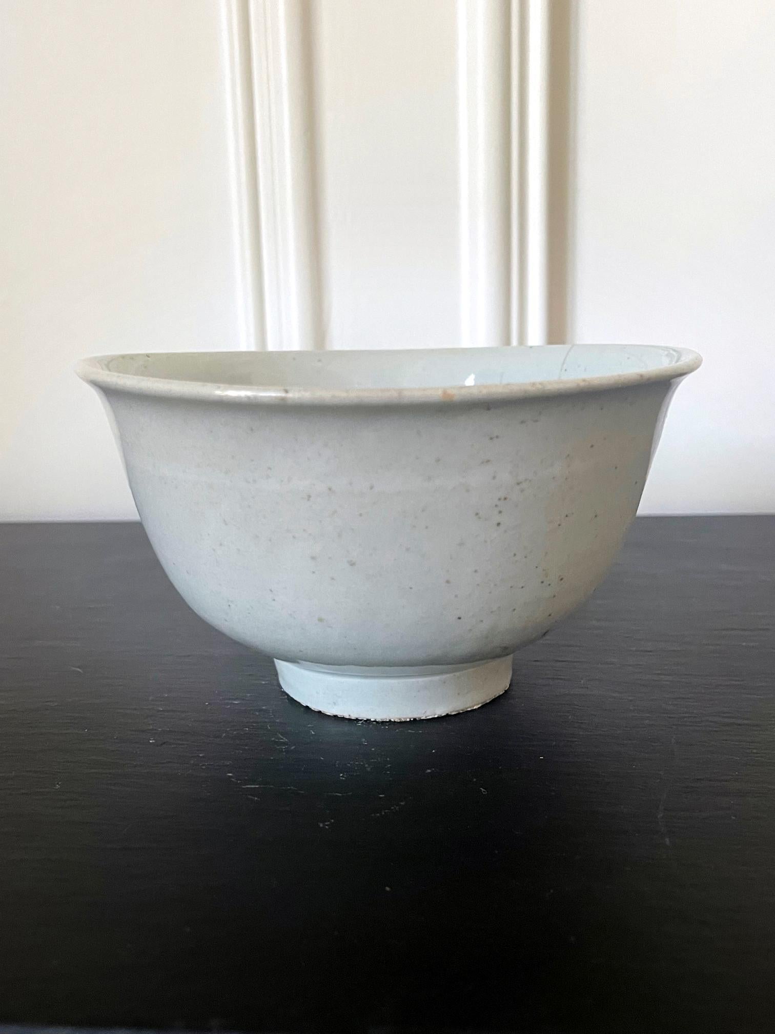 Archaistic Antique Korean Ceramic White Bowl Joseon Dynasty For Sale