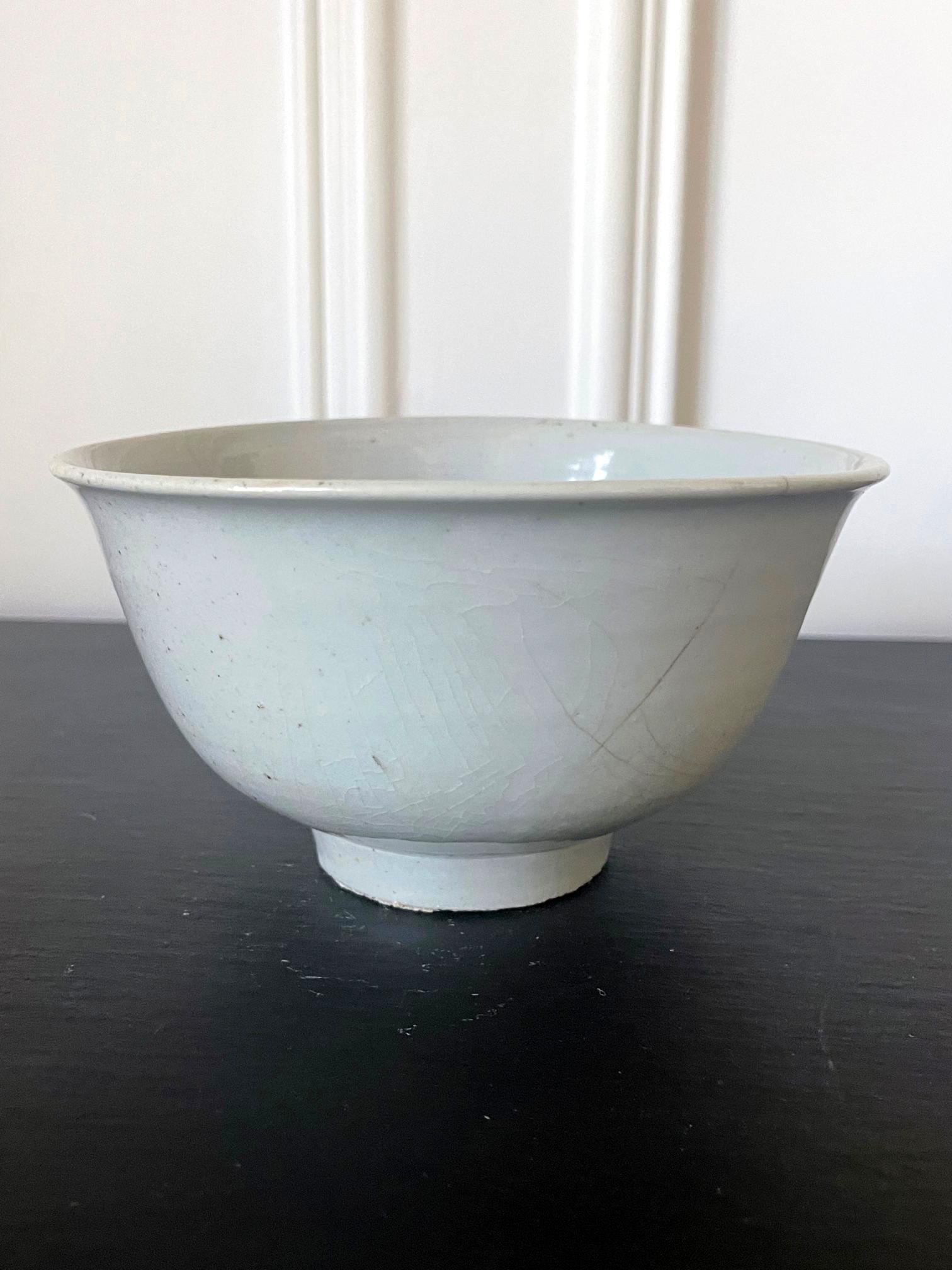 Antique Korean Ceramic White Bowl Joseon Dynasty In Good Condition For Sale In Atlanta, GA