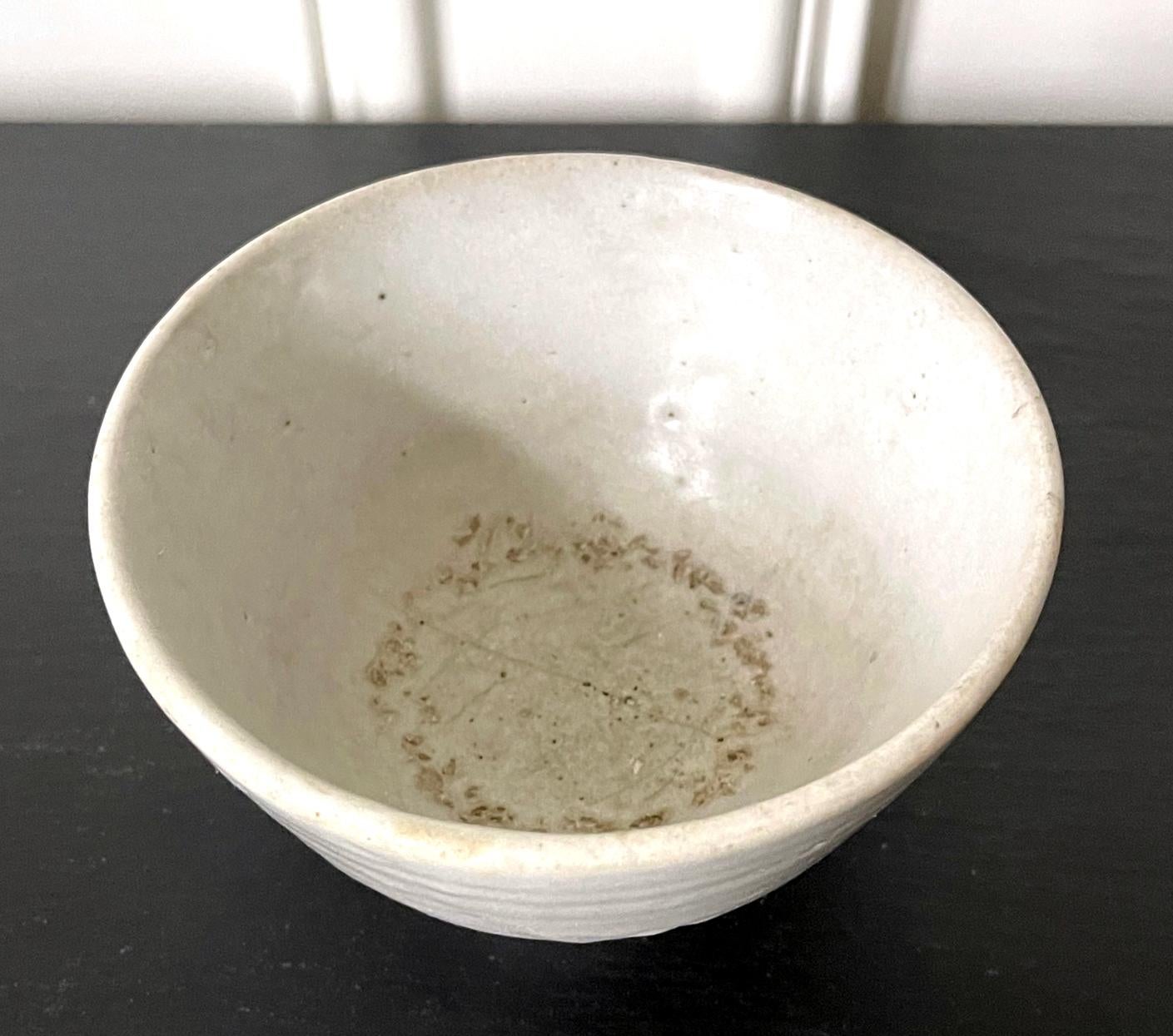 19th Century Antique Korean Ceramic White Bowl Joseon Dynasty For Sale