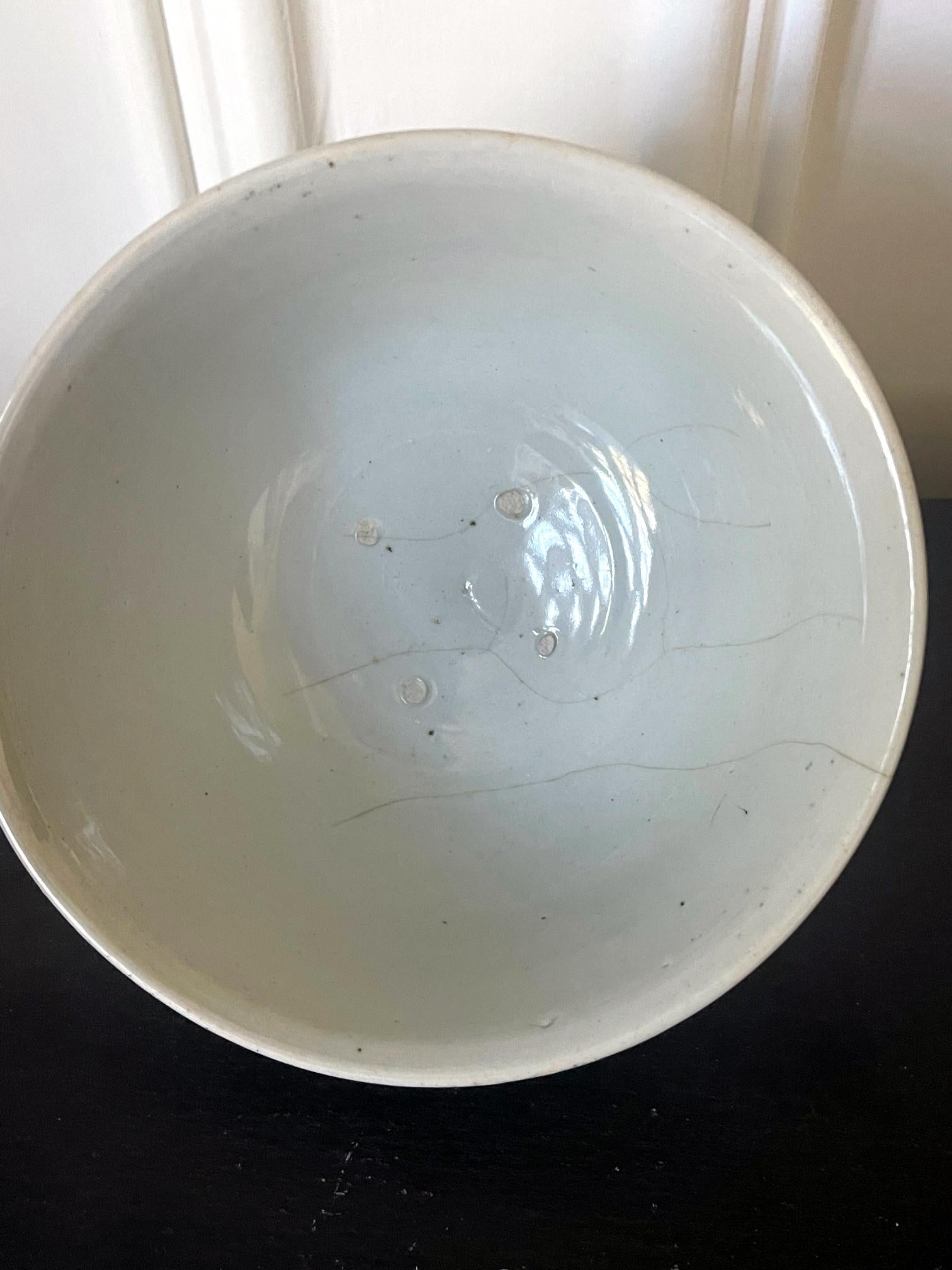 Antique Korean Ceramic White Bowl Joseon Dynasty For Sale 2