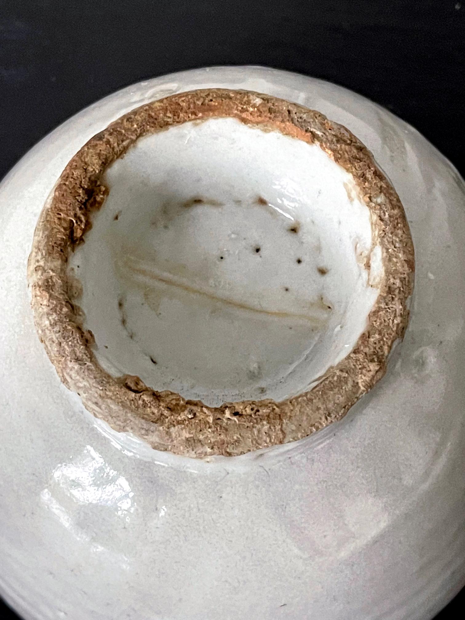 Antique Korean Ceramic White Bowl Joseon Dynasty For Sale 5