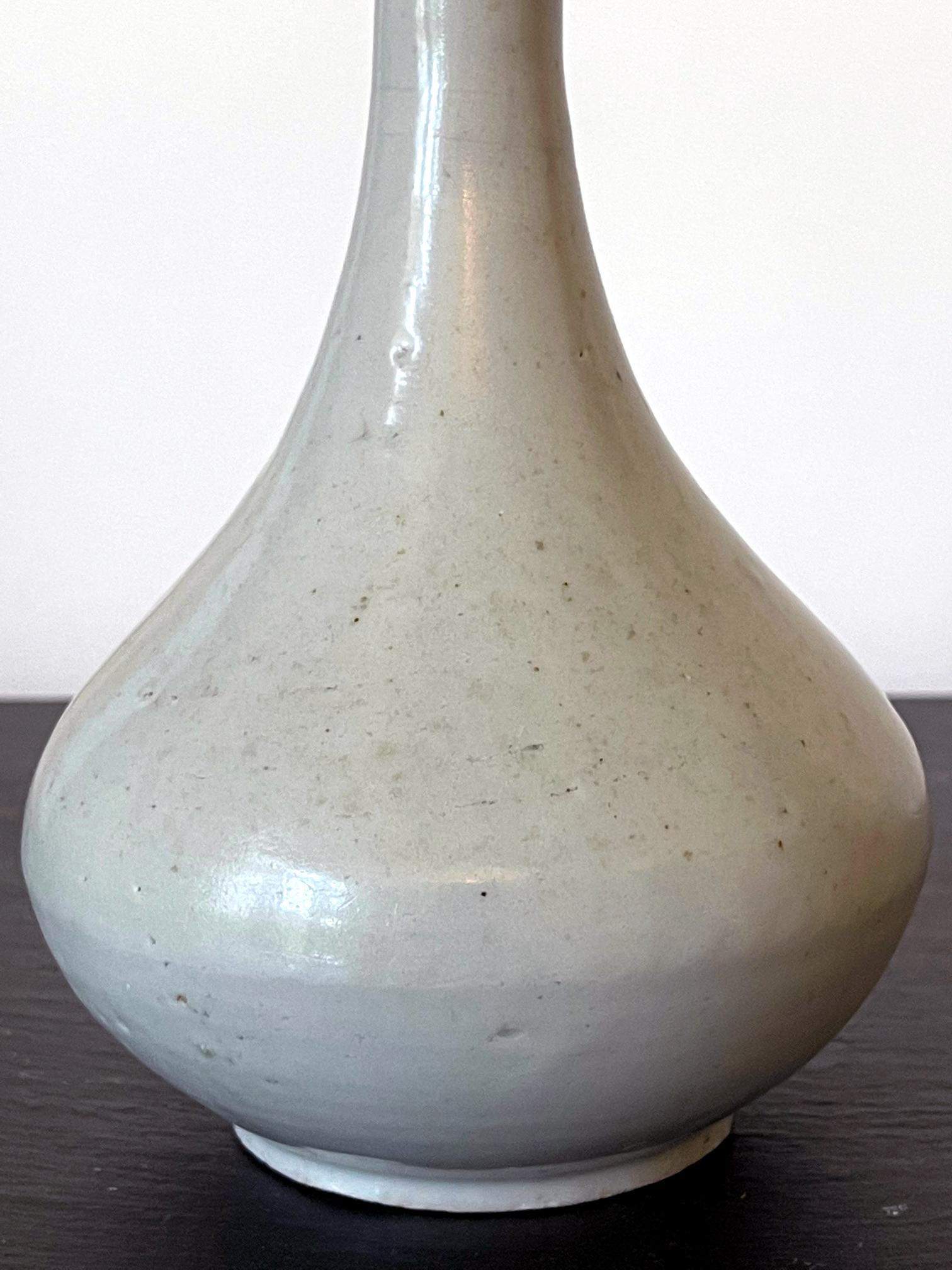 Antique Korean Ceramic White Glazed Bottle Vase Joseon Dynasty 2