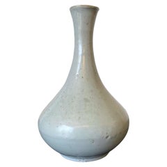 Antique Korean Ceramic White Glazed Bottle Vase Joseon Dynasty