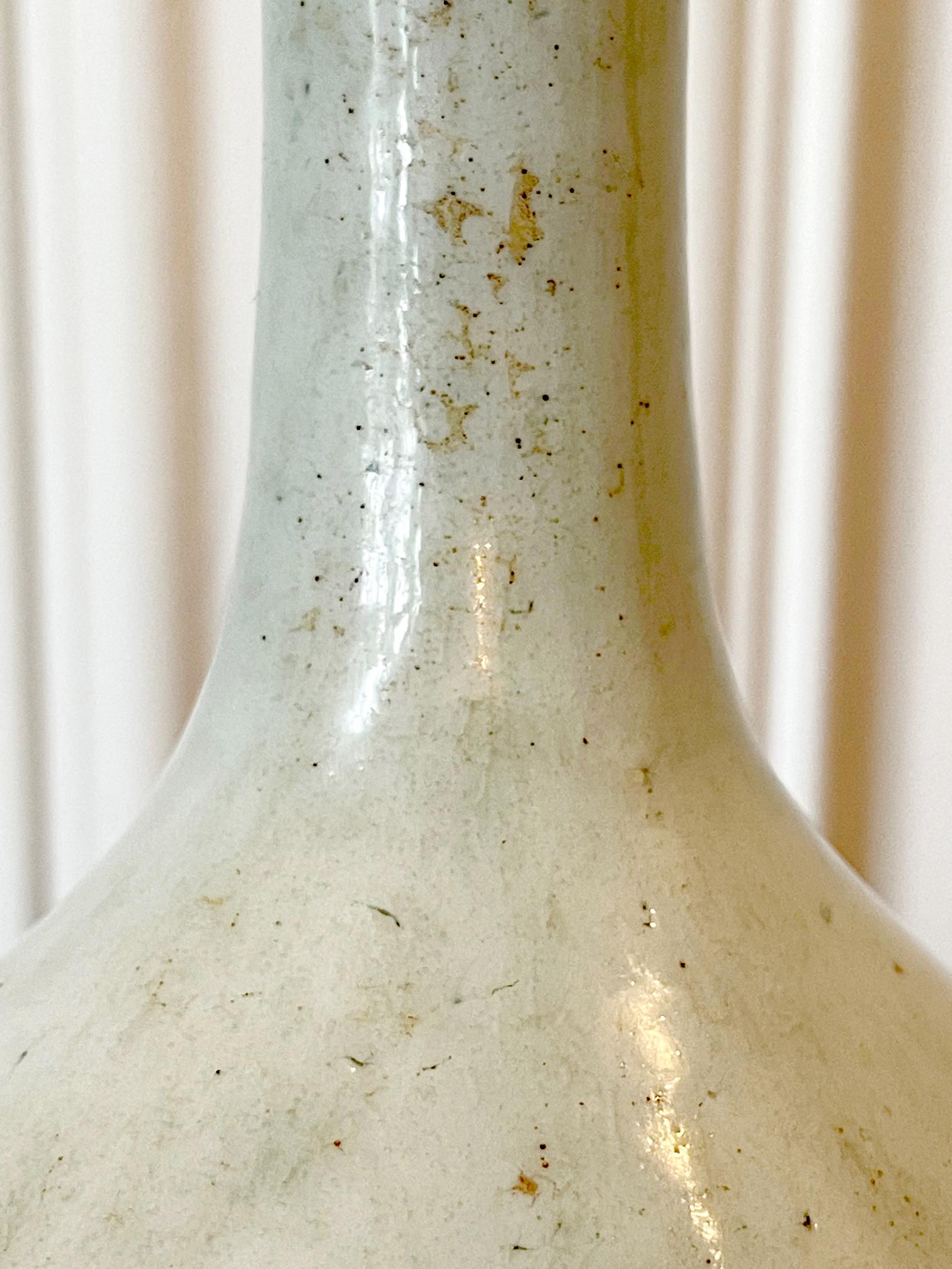 Antique Korean Ceramic White Glazed Bottle Vase Joseon Dynasty For Sale 6