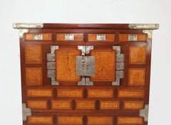 Antique Dressing Cabinet or Blanket Chest in Elm and Burl, circa Late 1800s