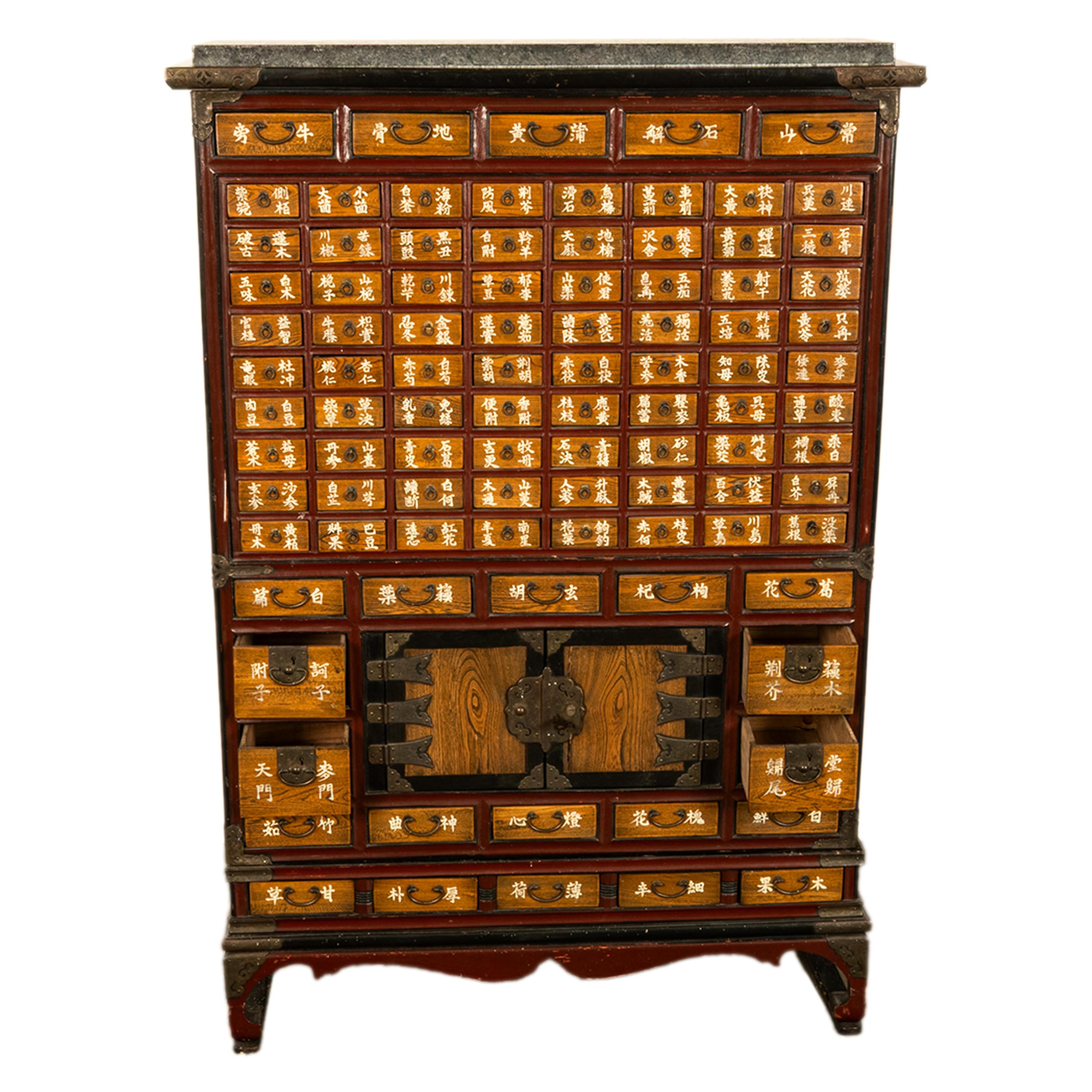 Antique Korean Elm Medicine Apothecary Cabinet Chest 88 Drawers Yakjang 1920 For Sale 6