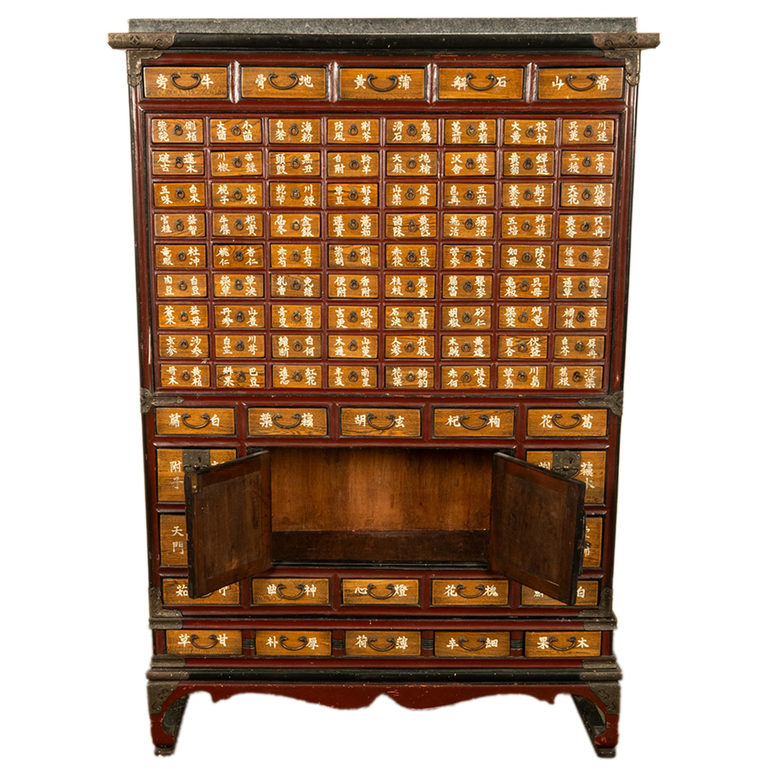Early 20th Century Antique Korean Elm Medicine Apothecary Cabinet Chest 88 Drawers Yakjang 1920 For Sale