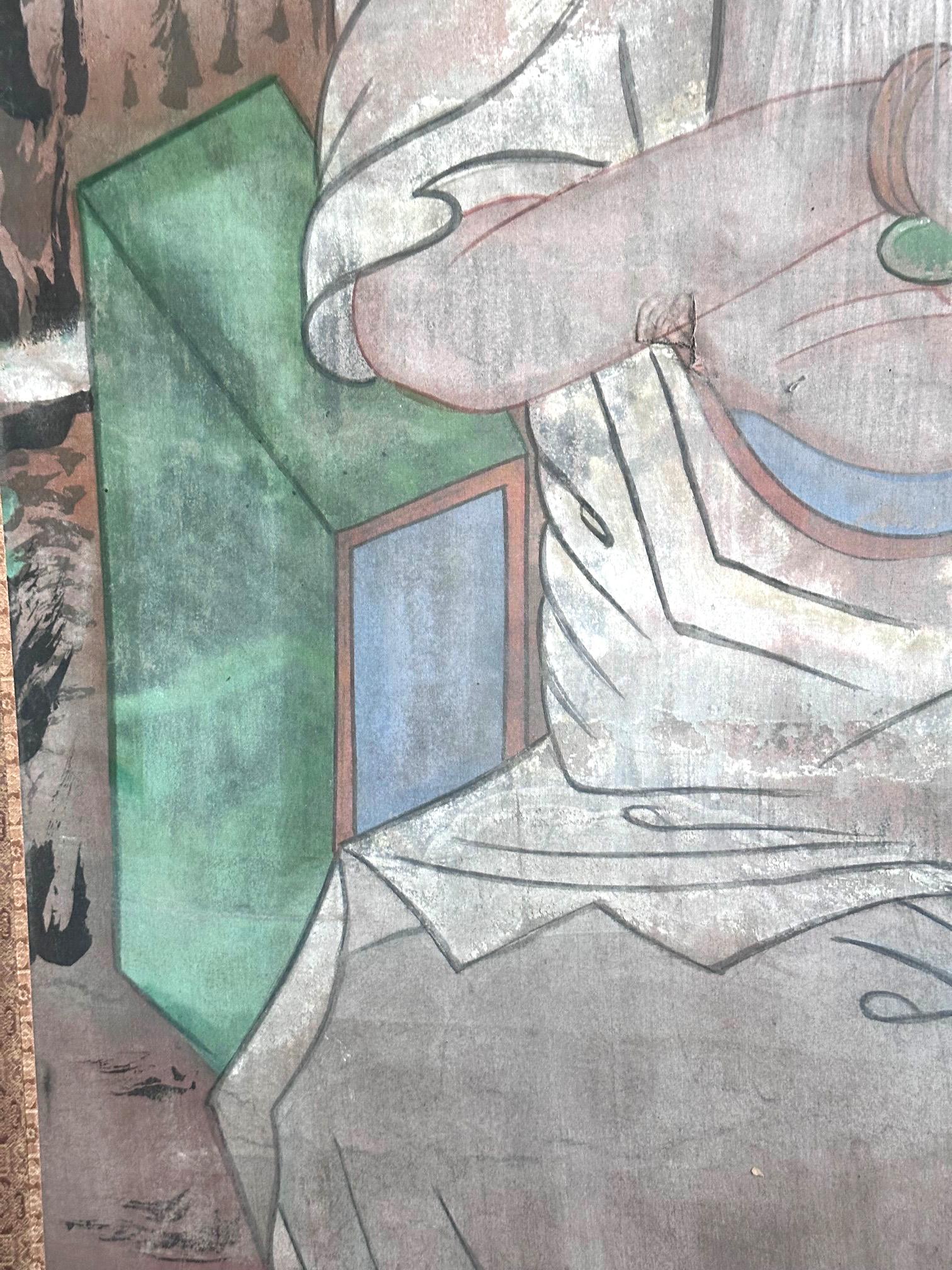 Antique Korean Folk Painting of Mountain Spirit Joseon Dynasty For Sale 3