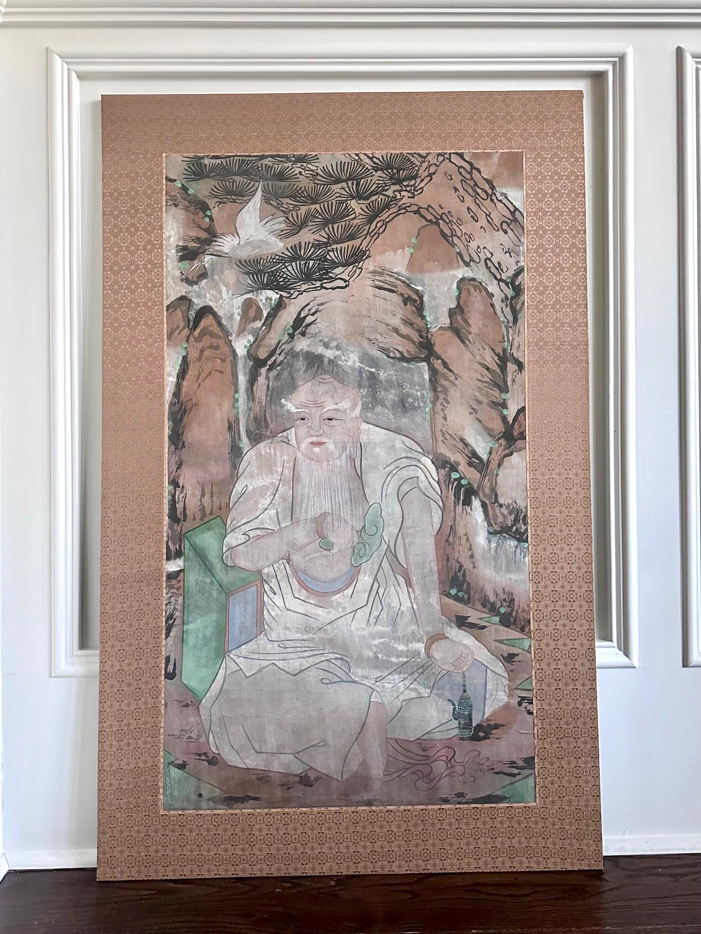 Antique Korean Folk Painting of Mountain Spirit Joseon Dynasty For Sale 5