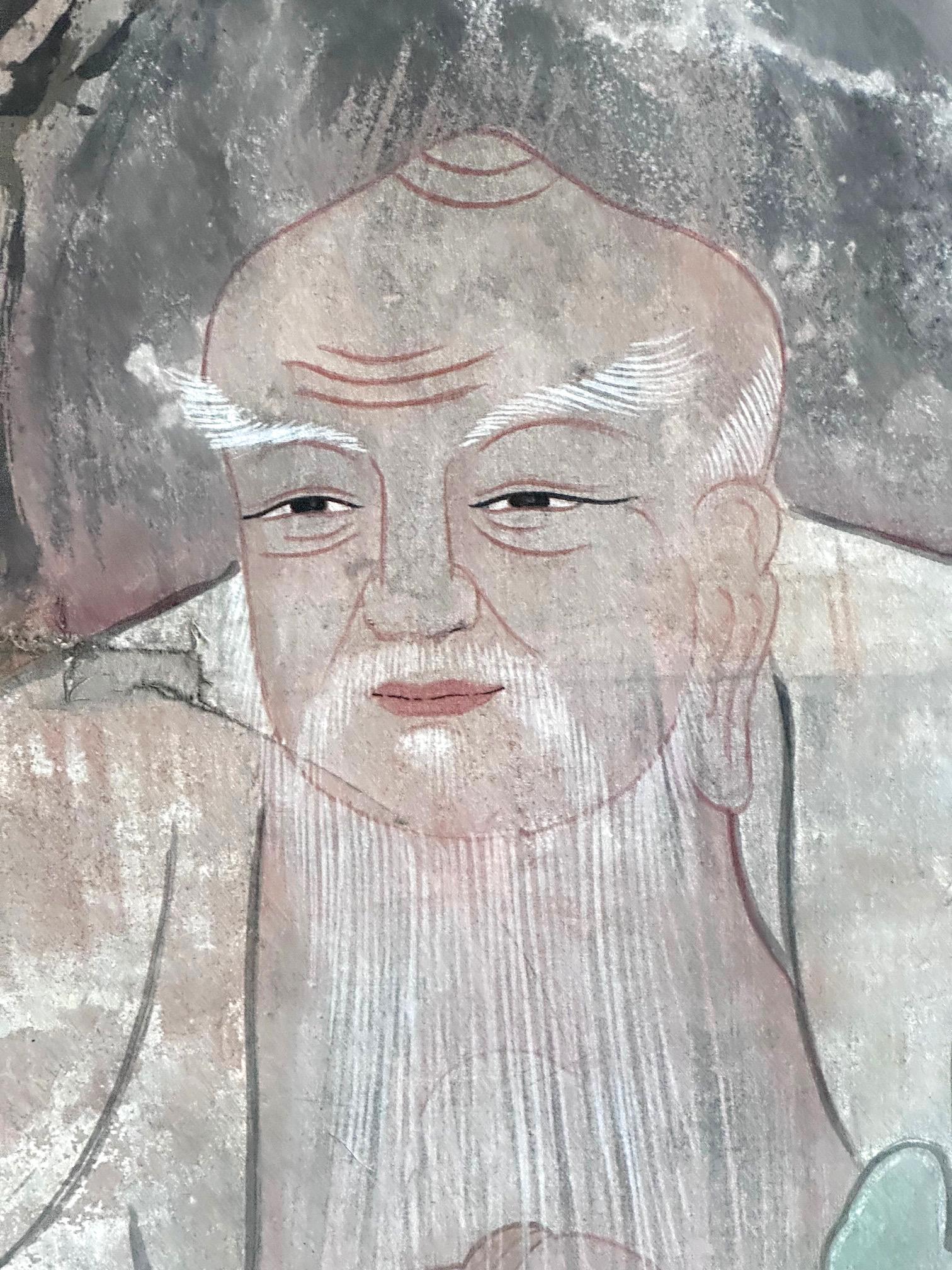 Folk Art Antique Korean Folk Painting of Mountain Spirit Joseon Dynasty For Sale
