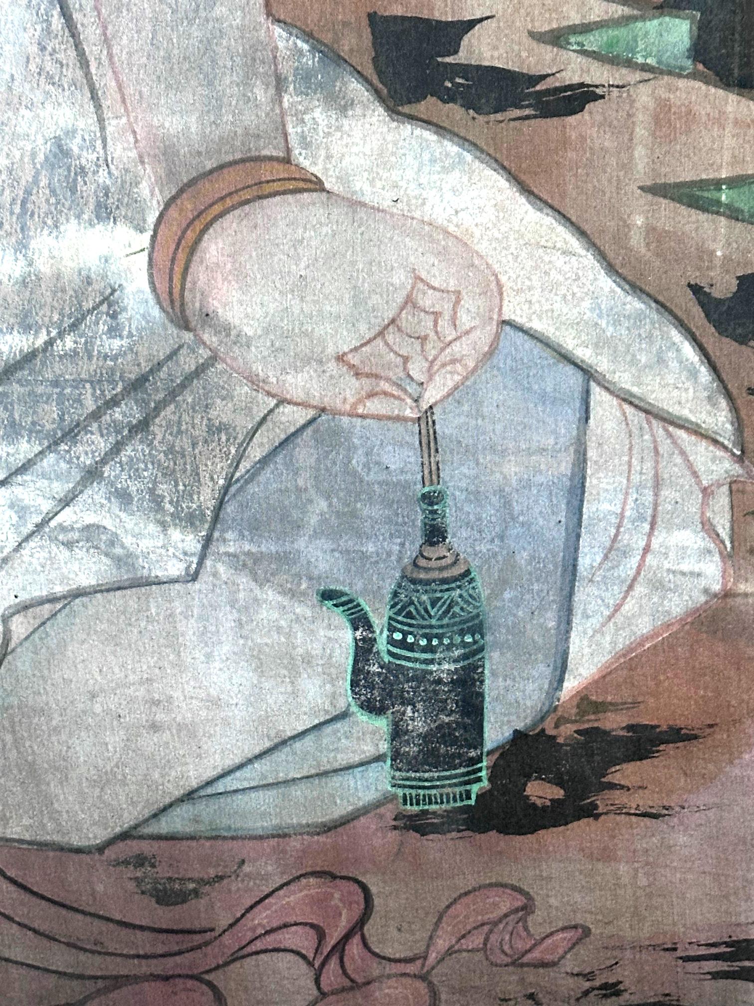Antique Korean Folk Painting of Mountain Spirit Joseon Dynasty In Good Condition For Sale In Atlanta, GA