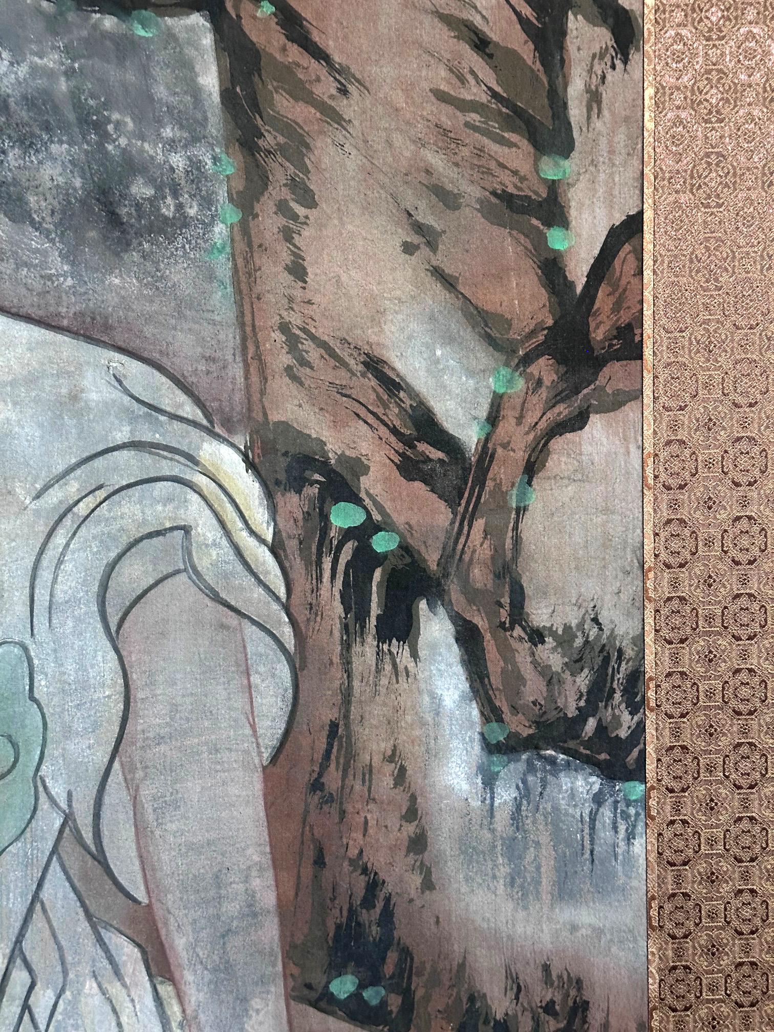 Antique Korean Folk Painting of Mountain Spirit Joseon Dynasty For Sale 2