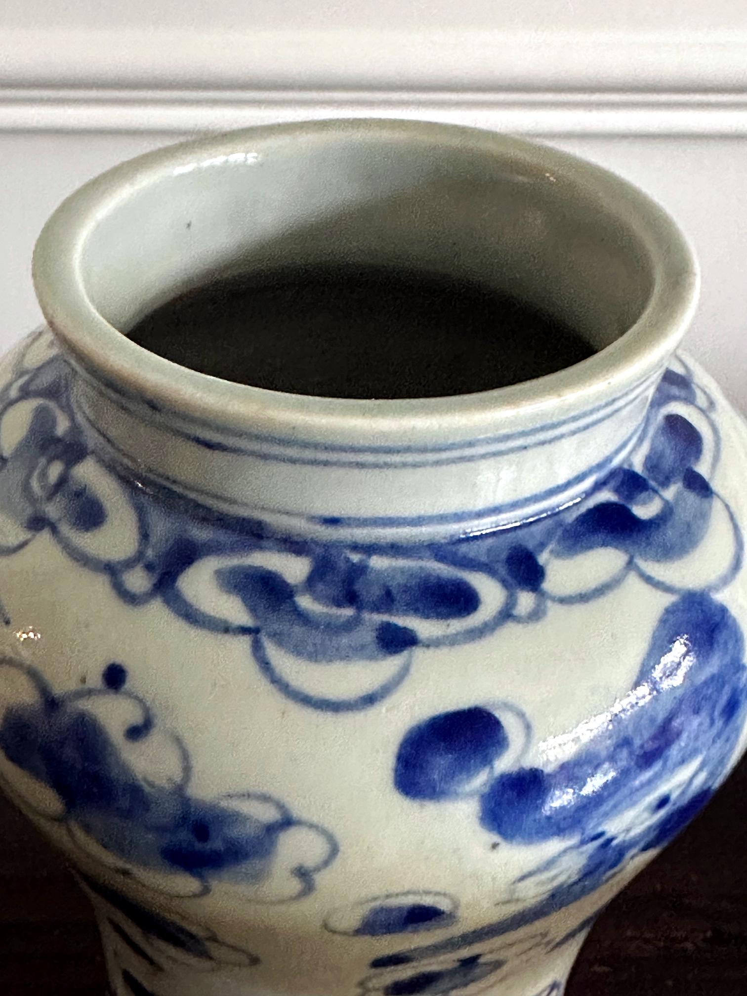 Antique Korean Porcelain Jar with Pheonix Design Joseon Dynasty For Sale 3