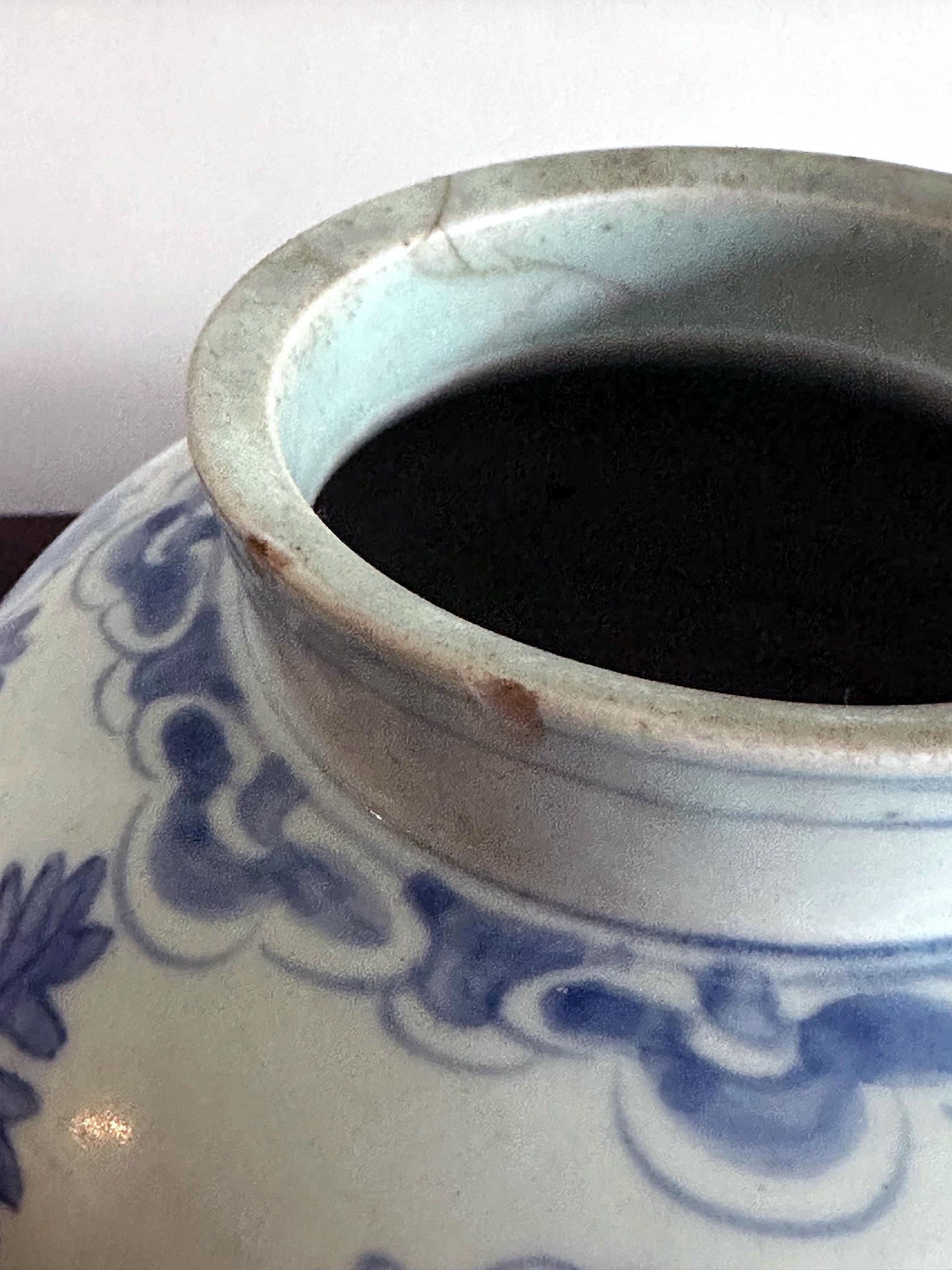 Antique Korean Porcelain Peony Jar Joseon Dynasty For Sale 7