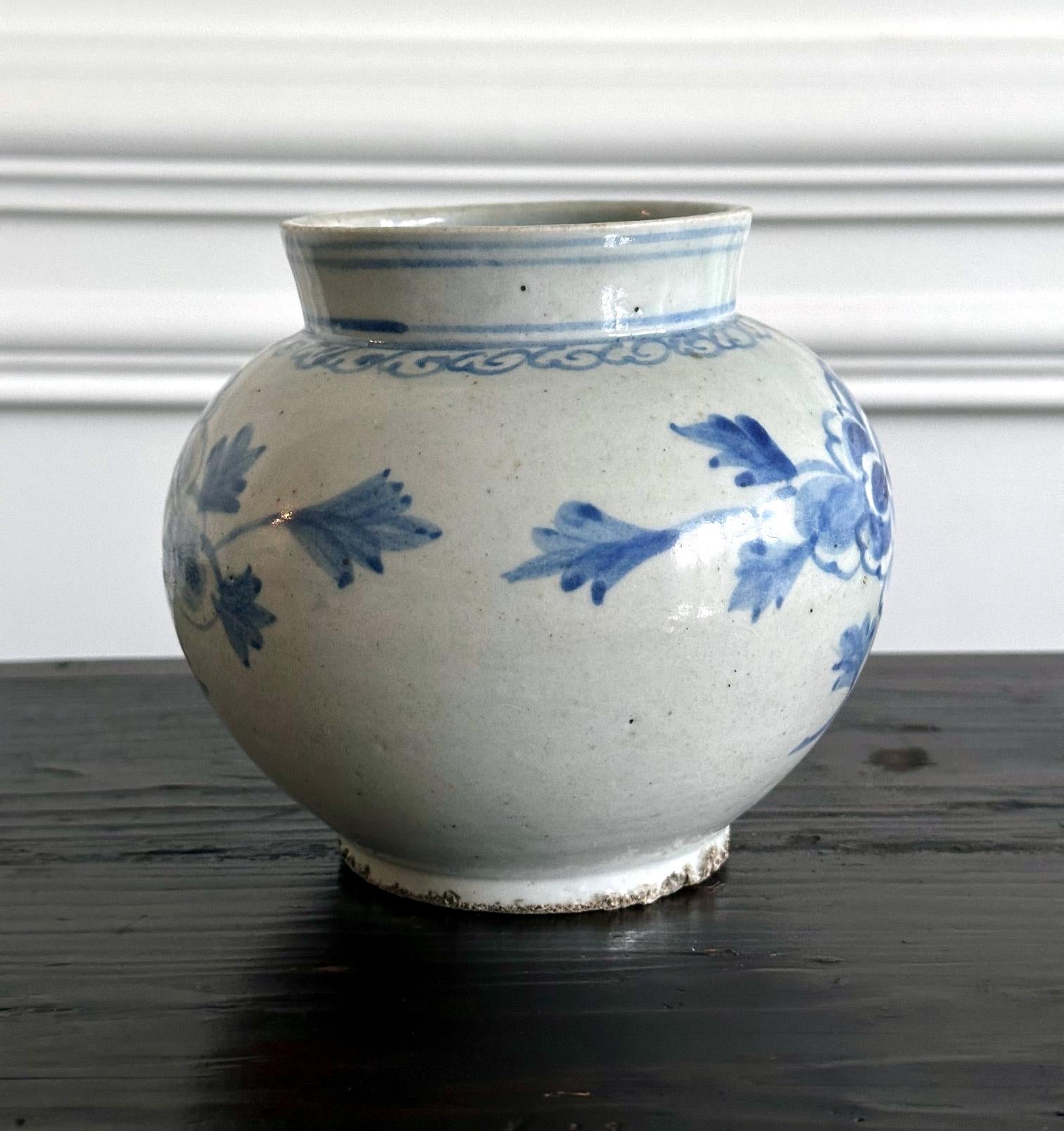 Other Antique Korean Porcelain Peony Jar Joseon Dynasty For Sale