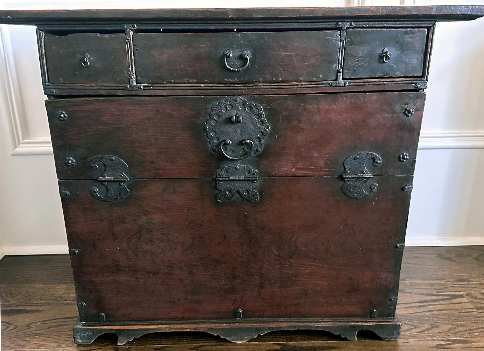 Antique Korean Scholar Book Bandaji Chest Joseon Dynasty For Sale 3