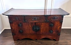 Antique Korean Scholar Book Storage Chest with Buddhism Symbols