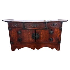 Antique Korean Scholar Book Storage Chest with Buddhism Symbols