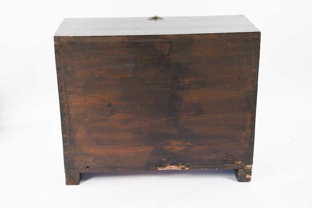 Antique Korean Tansu Elm Wood Chest with Brass Trim In Good Condition For Sale In Sheffield, MA
