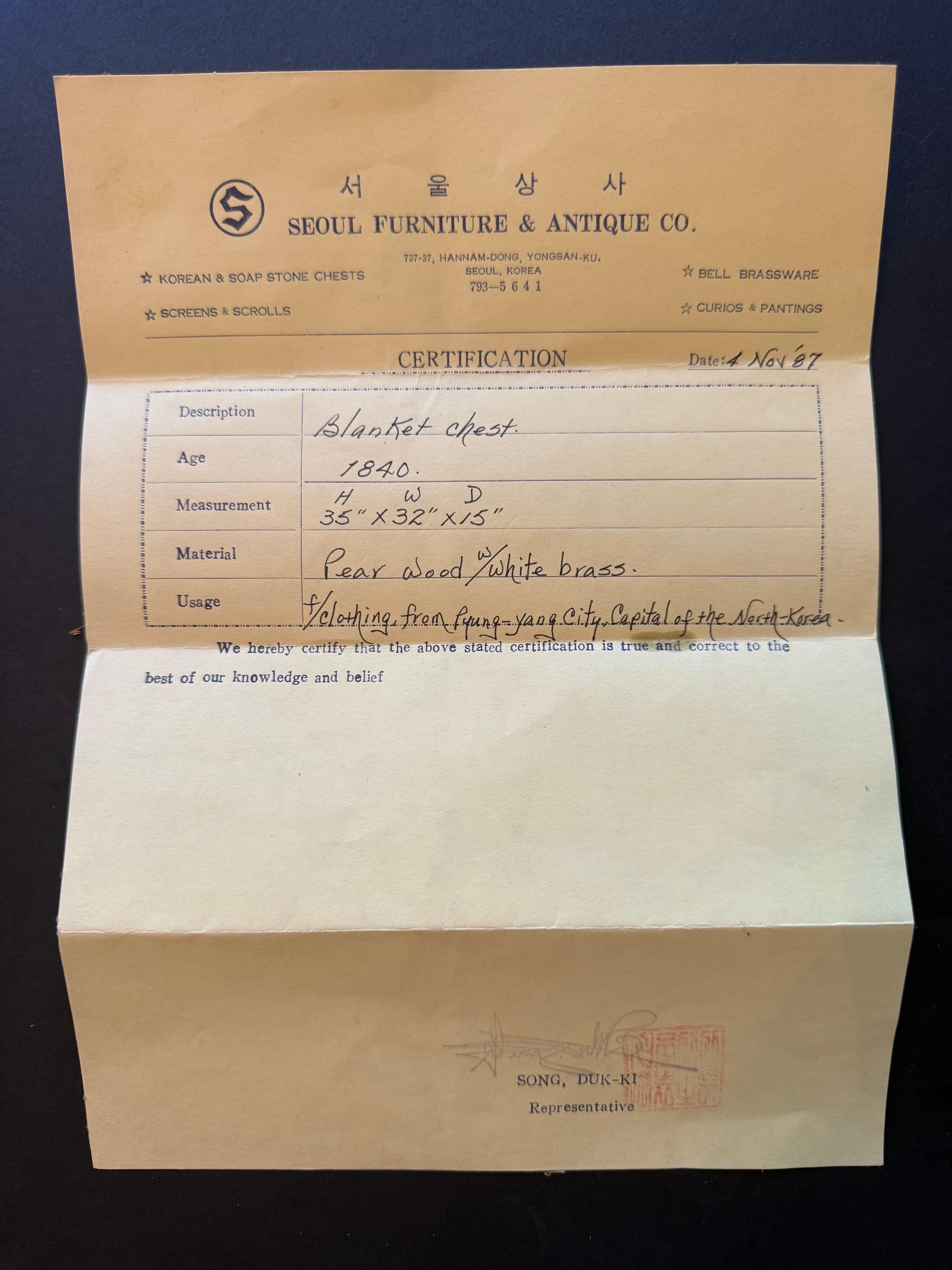 Antique Korean Wedding Bandaji Chest Joseon Dynasty Original Invoice For Sale 13